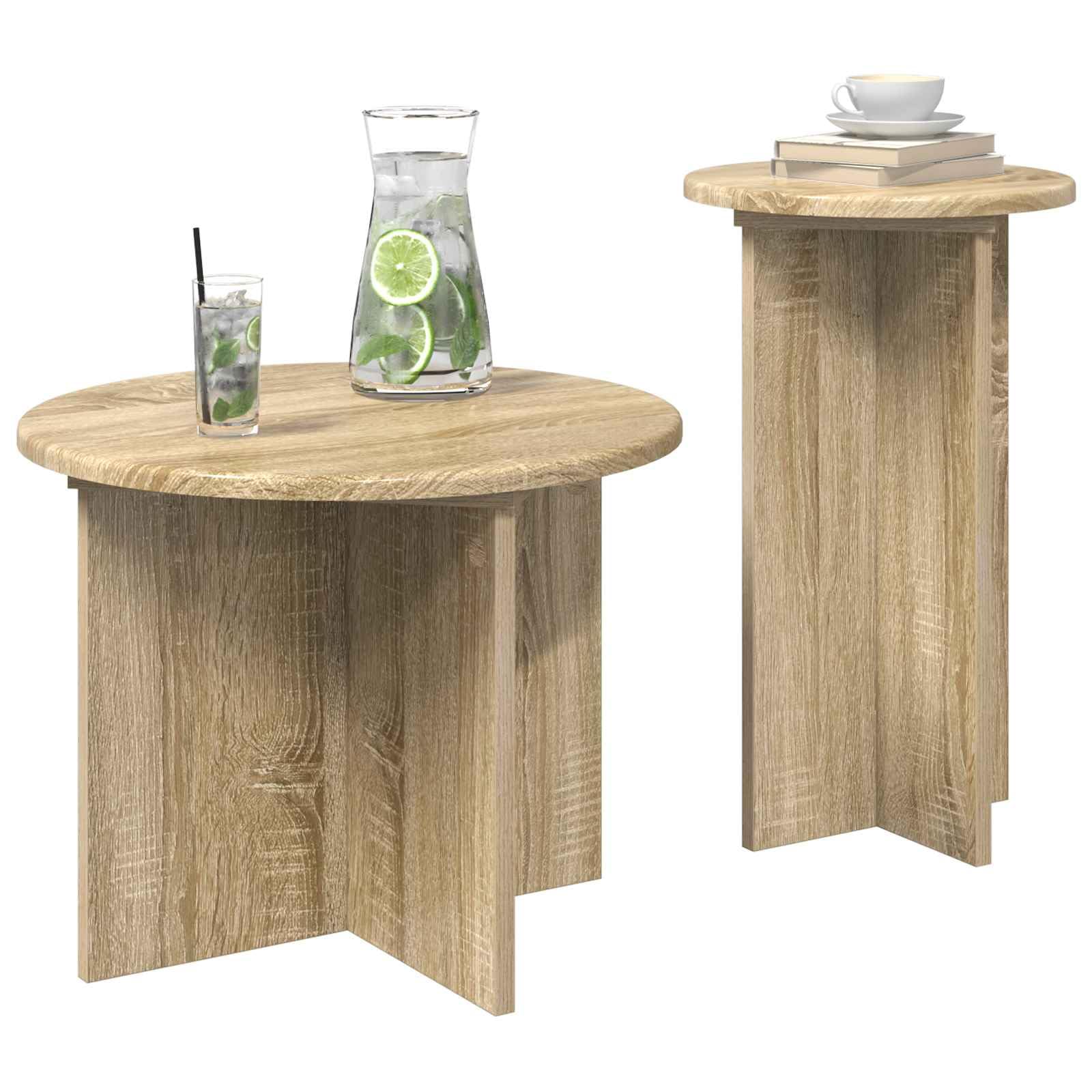 Genérico Conjunto de mesas auxiliares 2 uds. Roble Sonoma Ø 45 x 35 cm,Mobiliario Mesas,Mesas auxiliares,9.98 kg-8001030