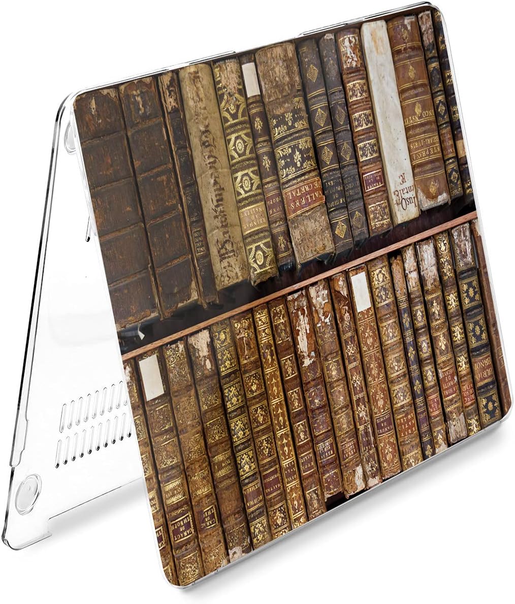 Hard Case Compatible for MacBook Pro 16 14 M3 M2 2023 M1 Pro 13 2022 Air 13 2021 Retina 2020 Mac 11 12 Protective Cover Bookworm Print Unique Design Books Bookshelf Antique Vintage Laptop