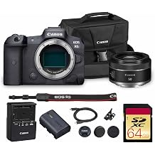 Canon EOS R5 Mirrorless Camera | 45MP Full Frame Sensor 8K Video | in-Body Image Stabilization and Dual Pixel AF for Hybrid Creators 4147C002 + Canon RF 50mm f/1.8 STM Lens + 64GB Card + Bag