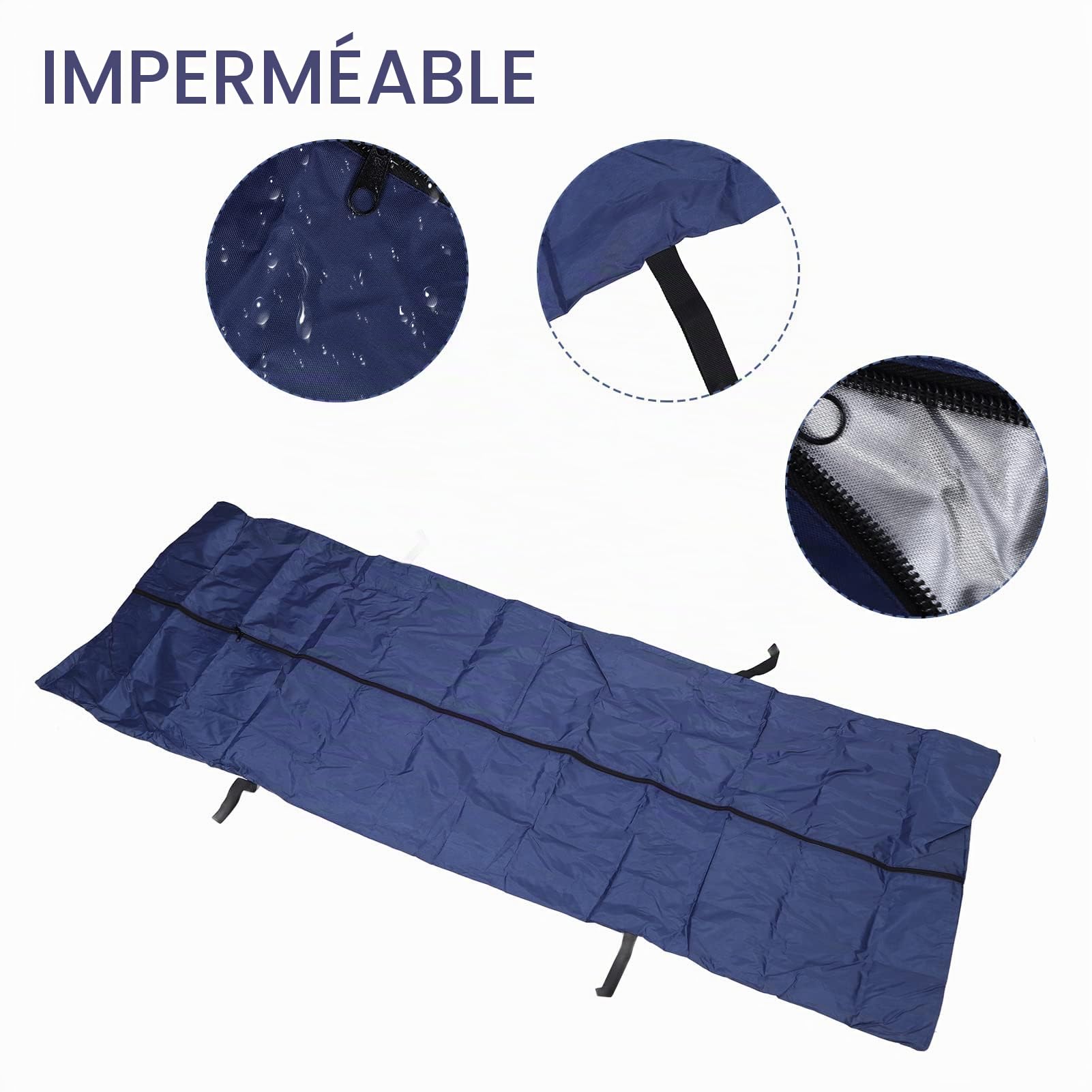 Civière de Sac Mortuaire, Sac Mortuaire d'urgence avec 4 Poignées Latérales et Fermeture éclair Centrale, Sac de Rangement étanche, Sac de Cadavre, Fournitures Funéraires (200 * 90cm)