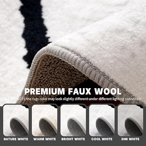 Miniatura 5 de YIHOUSE Alfombra abstracta de 6 x 9 pies, color blanco y negro, lavable para sala de estar, dormitorio, alfombra grande, moderna, antideslizante,