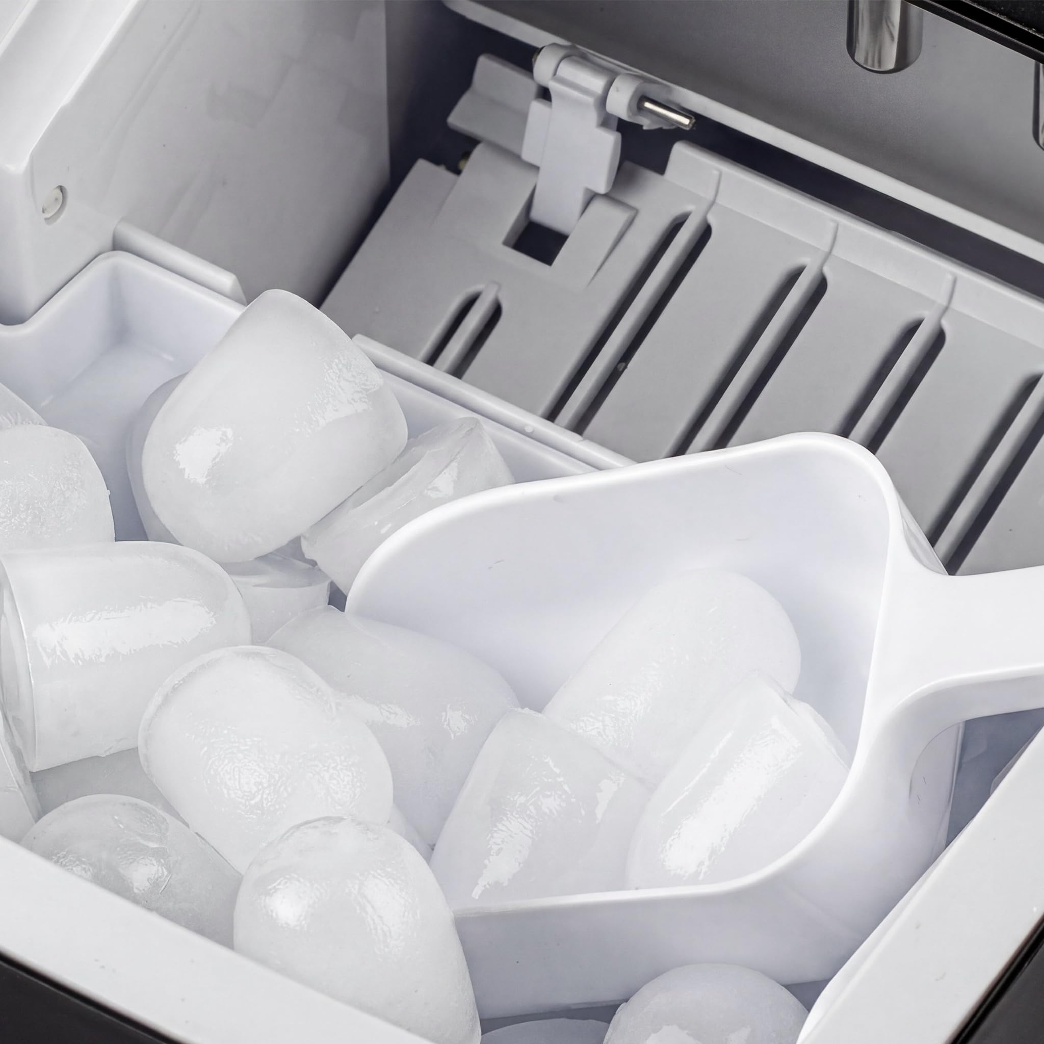 H.Koenig KUB14 Eiswürfelmaschine, 12kg in 24 Stunden, Eiswürfel in 6min, 2 Eiswürfelgrößen, 120 W Schwarz leise, Eiswürfelbereiter, 1 L, Eiswürfelschaufel