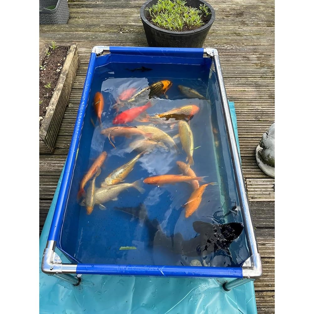 Bassin à Poissons Extérieur En Toile PVC | Cadre Acier, Fenêtre Visualisation | Pour Koi Et Poissons Rouges