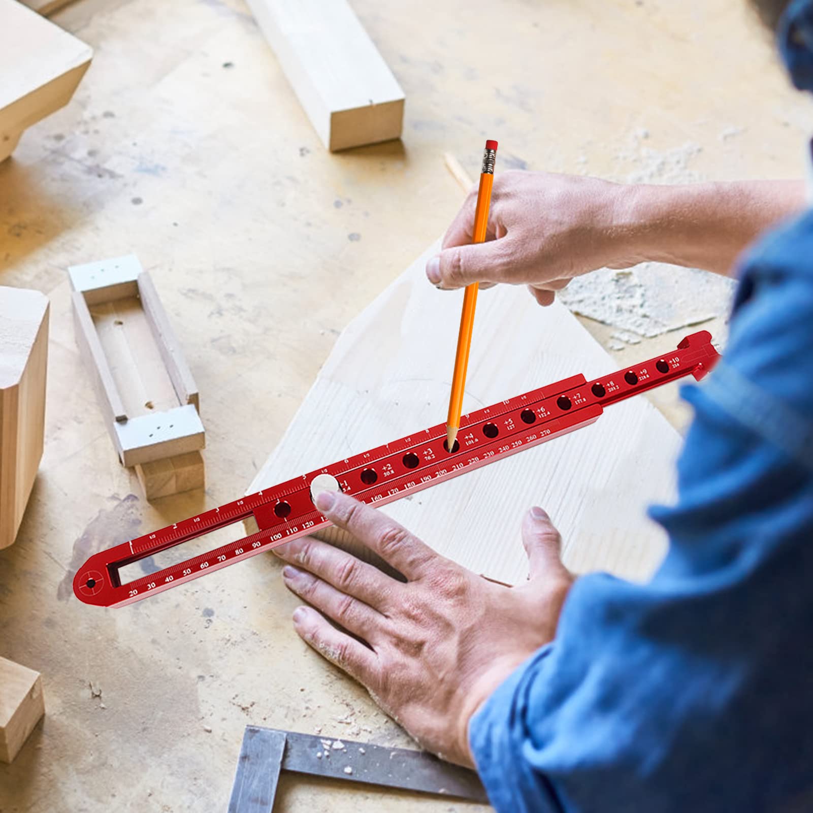 Regla circular para trazar | Herramienta de brújula de aleación de | aluminio para carpintería | Herramienta de trazador de madera ajustable, regla de dibujo circular, medidor de marcado de