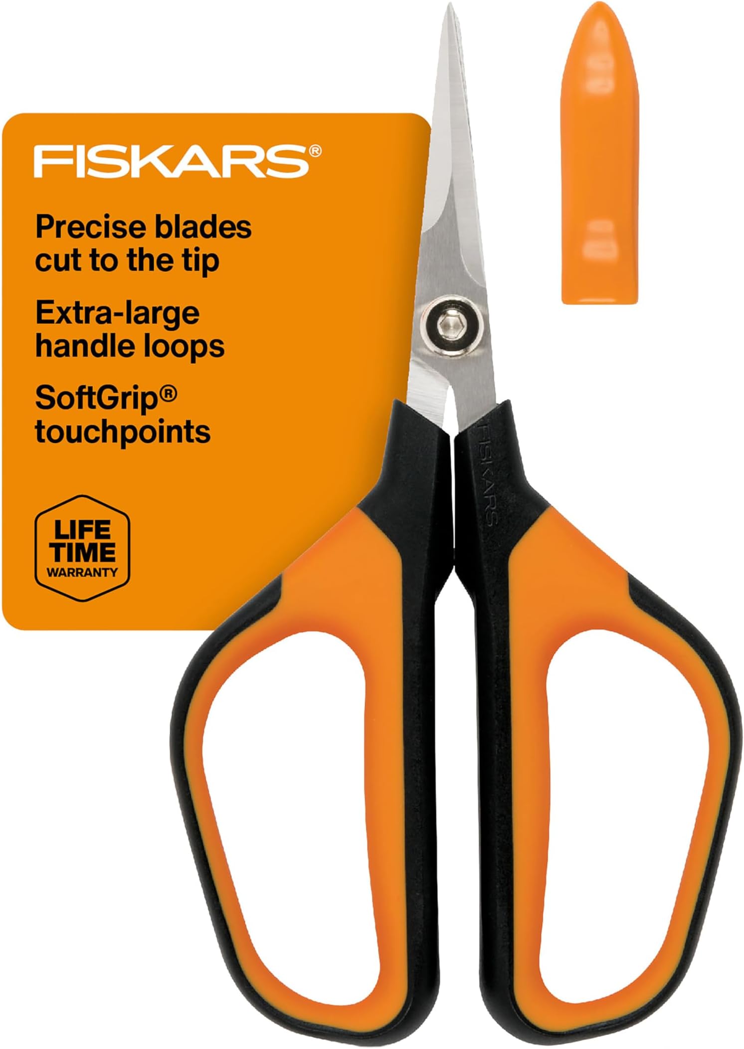 Fiskars 399230-1001 Micro-Tip Pruning Shears, Orange/Black