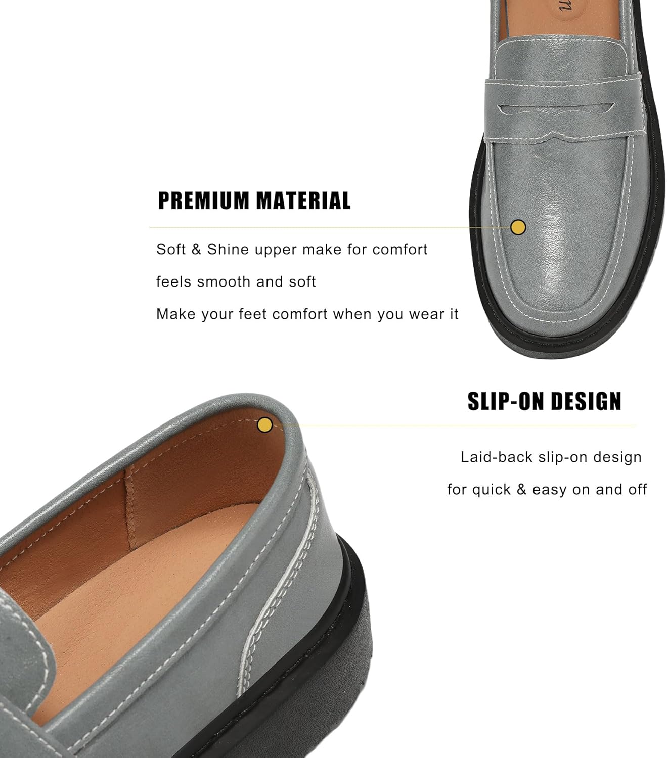 BEAUSEEN Women's Penny Loafers Slip On Comfortable & Lightweight Driving Moccasins Casual Office Work Flats Cute Business Dress Shoes - Image 5