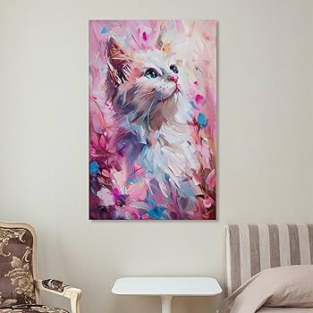 Amazon.co.jp: 絵画 かわいい子猫と花インテリア 絵画 かわいい面白い