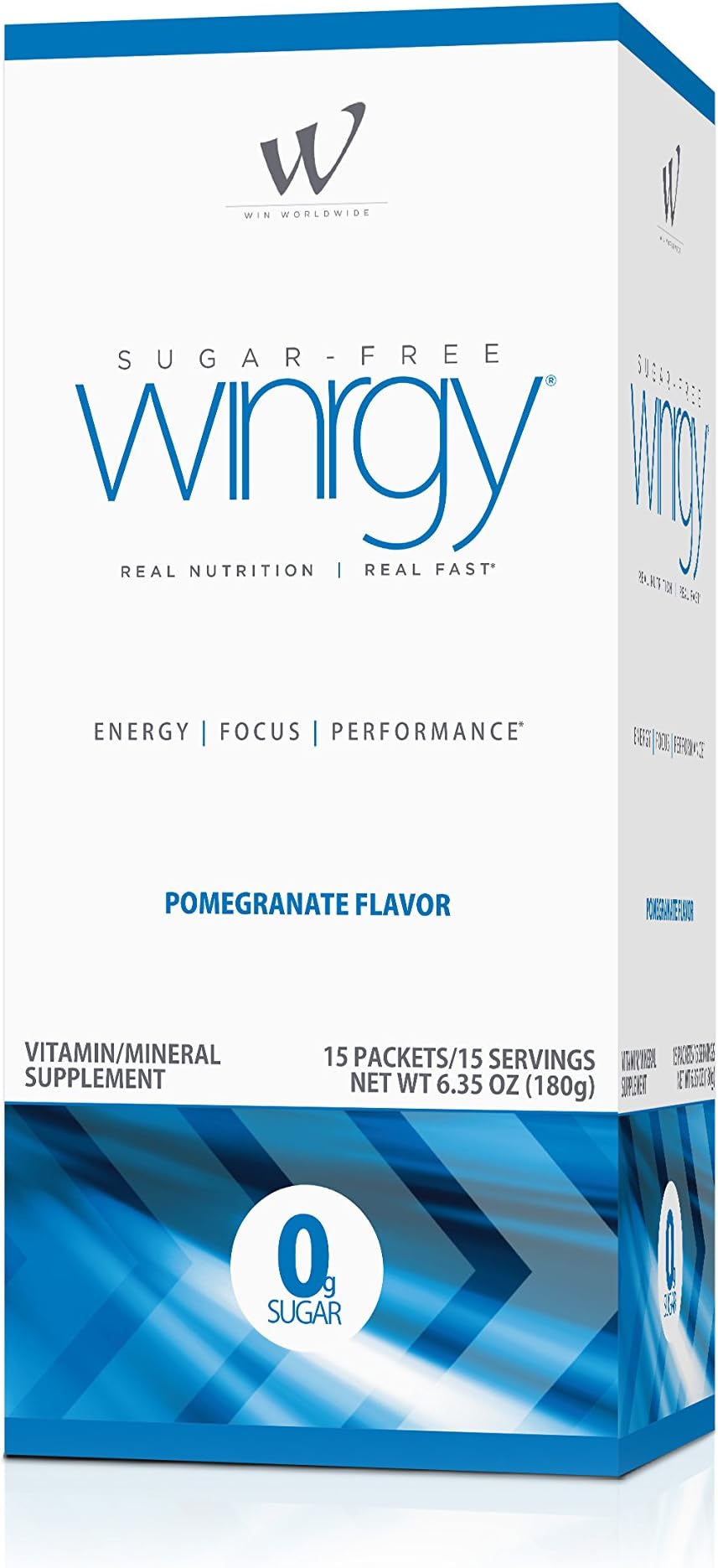 Winrgy Sugar-Free Energy Drink Mix w/ 21 Essential Vitamins, Minerals and Amino Acids: Pomegranate Flavor, (15 Packets)