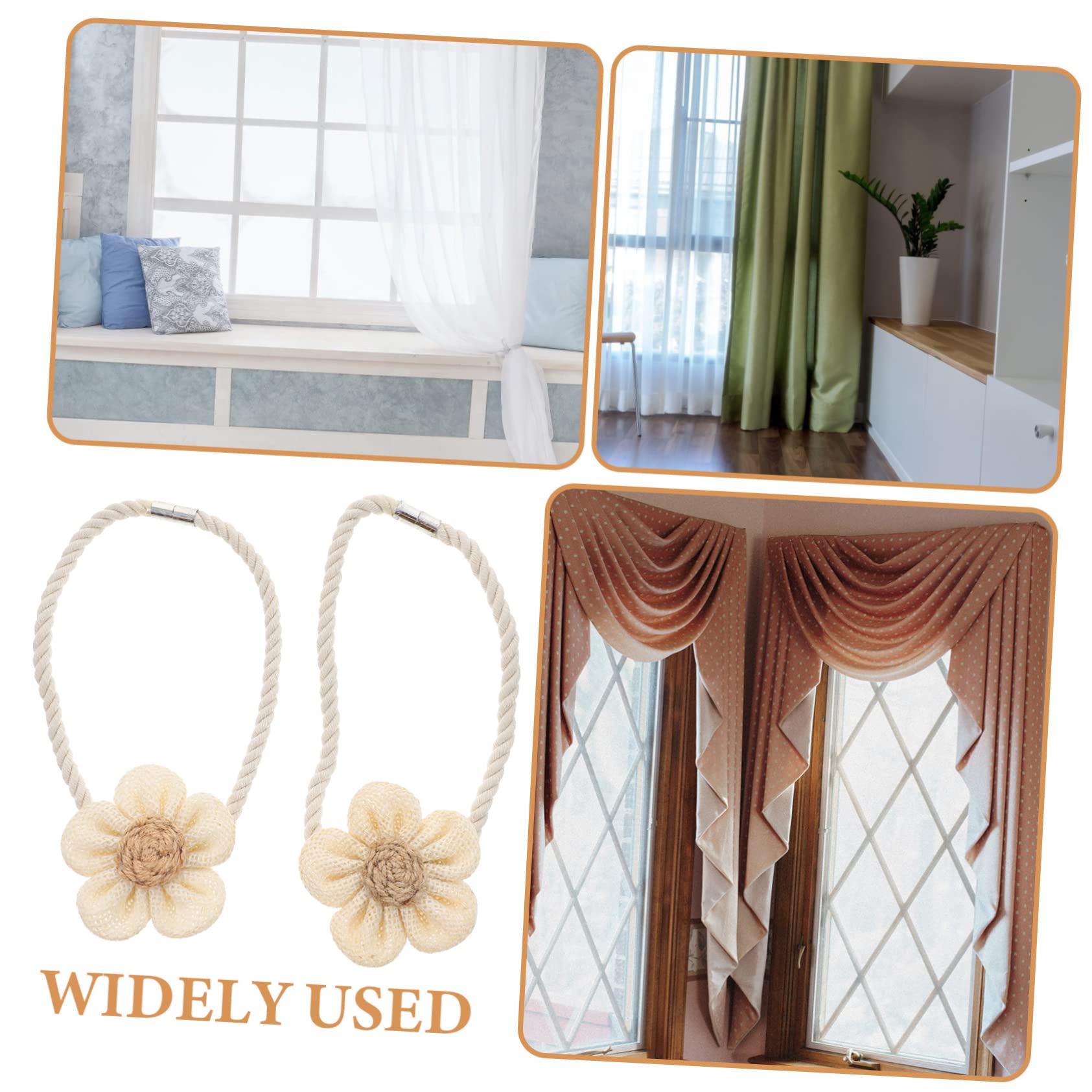 TOPBATHY 8pièces Embrasses à Rideaux Magnétiques Coton Et Lin Lot de Attaches Décoratives pour Fenêtres Pratiques Et Idéales pour Salon Bureau Et Chambre
