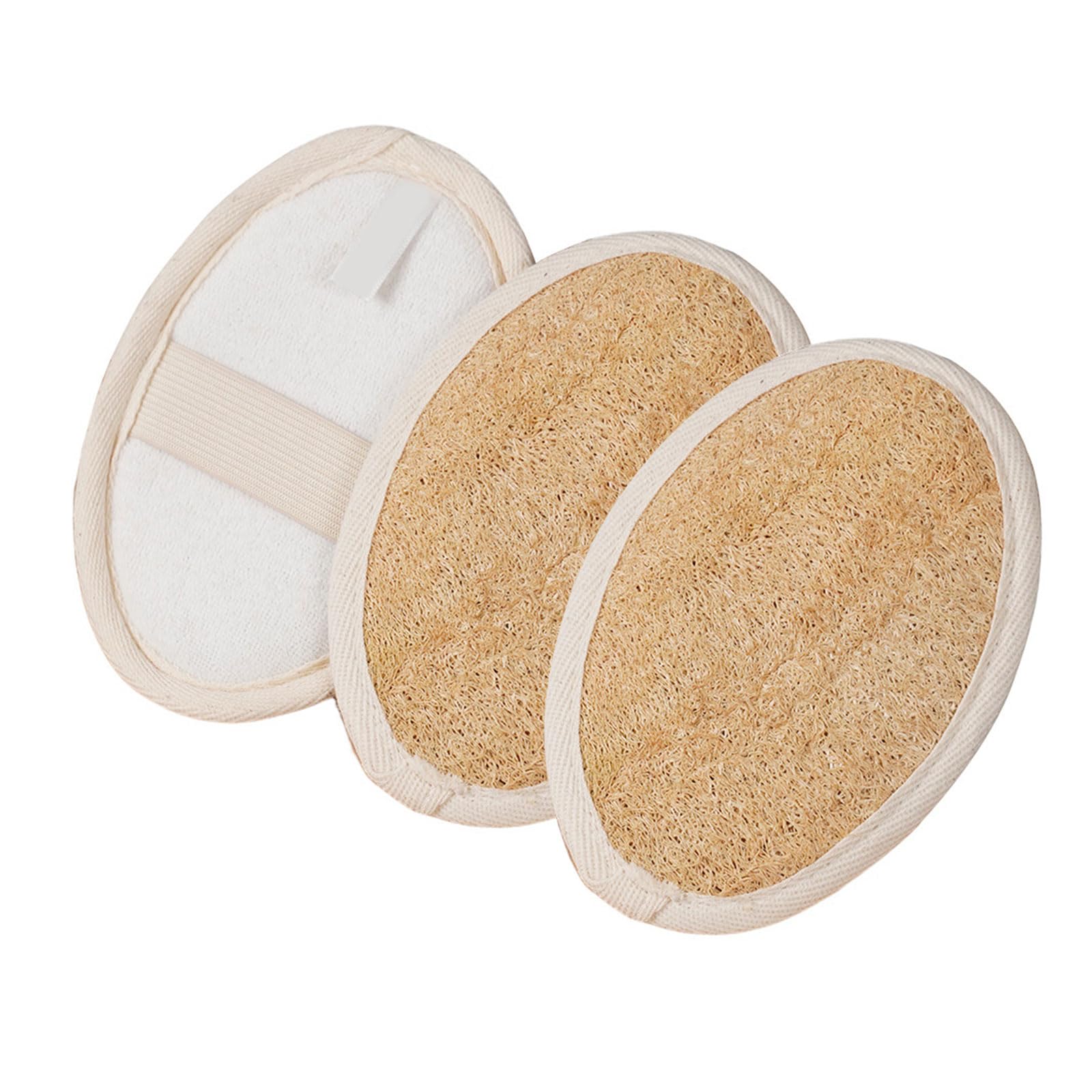 TVETE 天然ヘチマ スポンジ ヘチマたわし 【3枚セット】ヘチ マブラシ 背中 角質除去ボディブラシ バスブラシ 泡立て 水で柔らかい 植物繊維 無漂白 浴室＆キッチン両用 多機能