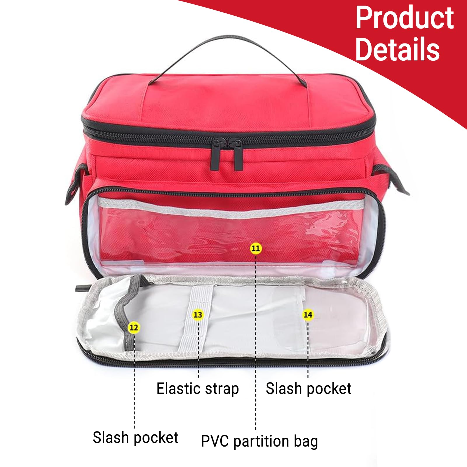 Borsa di pronto soccorso vuota:borsa per medicinali per la casa,per campeggio, escursionismo (rosso, 28×19×16 cm)