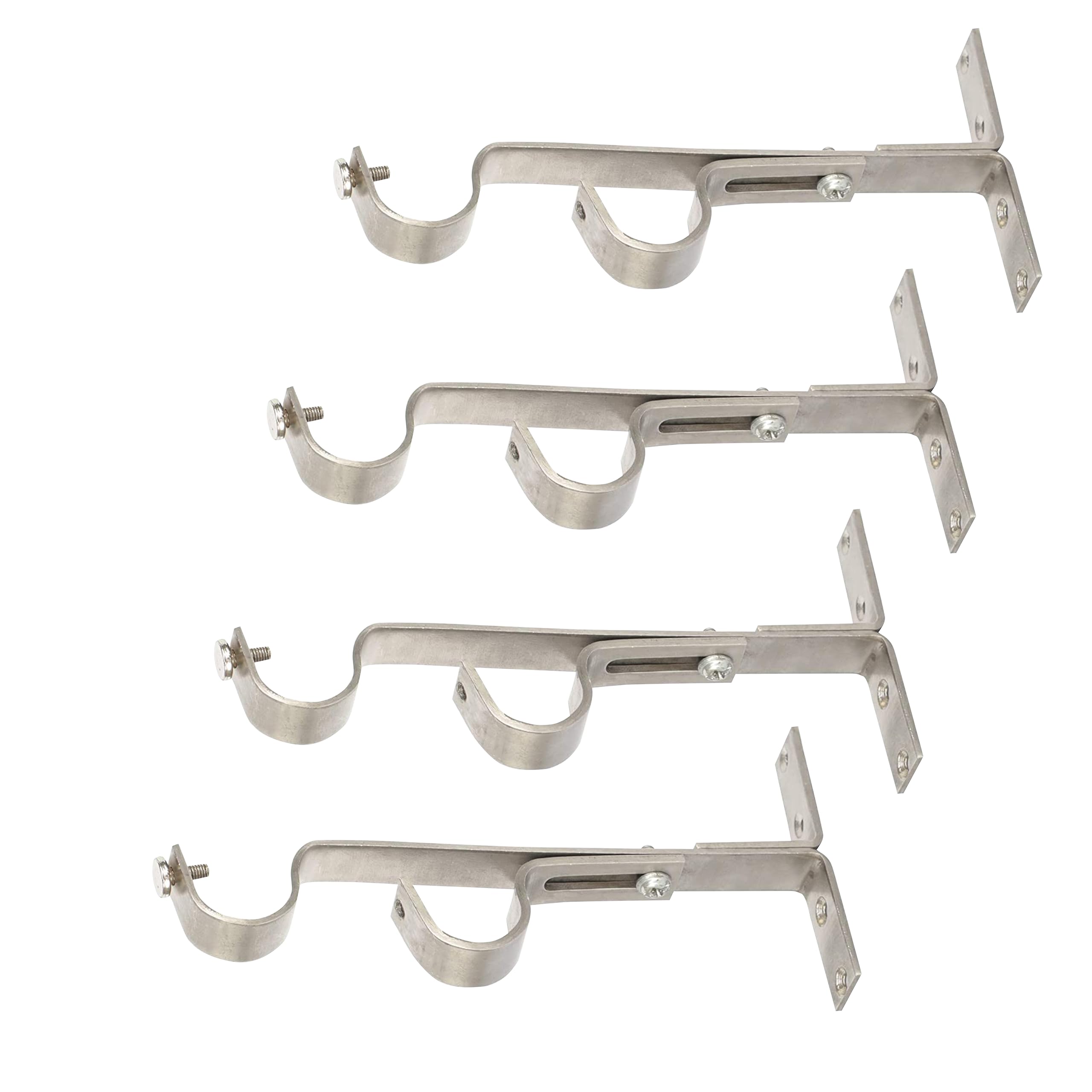 Stainless Steel Double Curtain Rod Bracket Supporter Holder Wall Suitable for 1 inch Curtain Rod for Door and Window and Home Decor (Silver Color ,Large-Size , Pack of 2 Piece)-picture-21