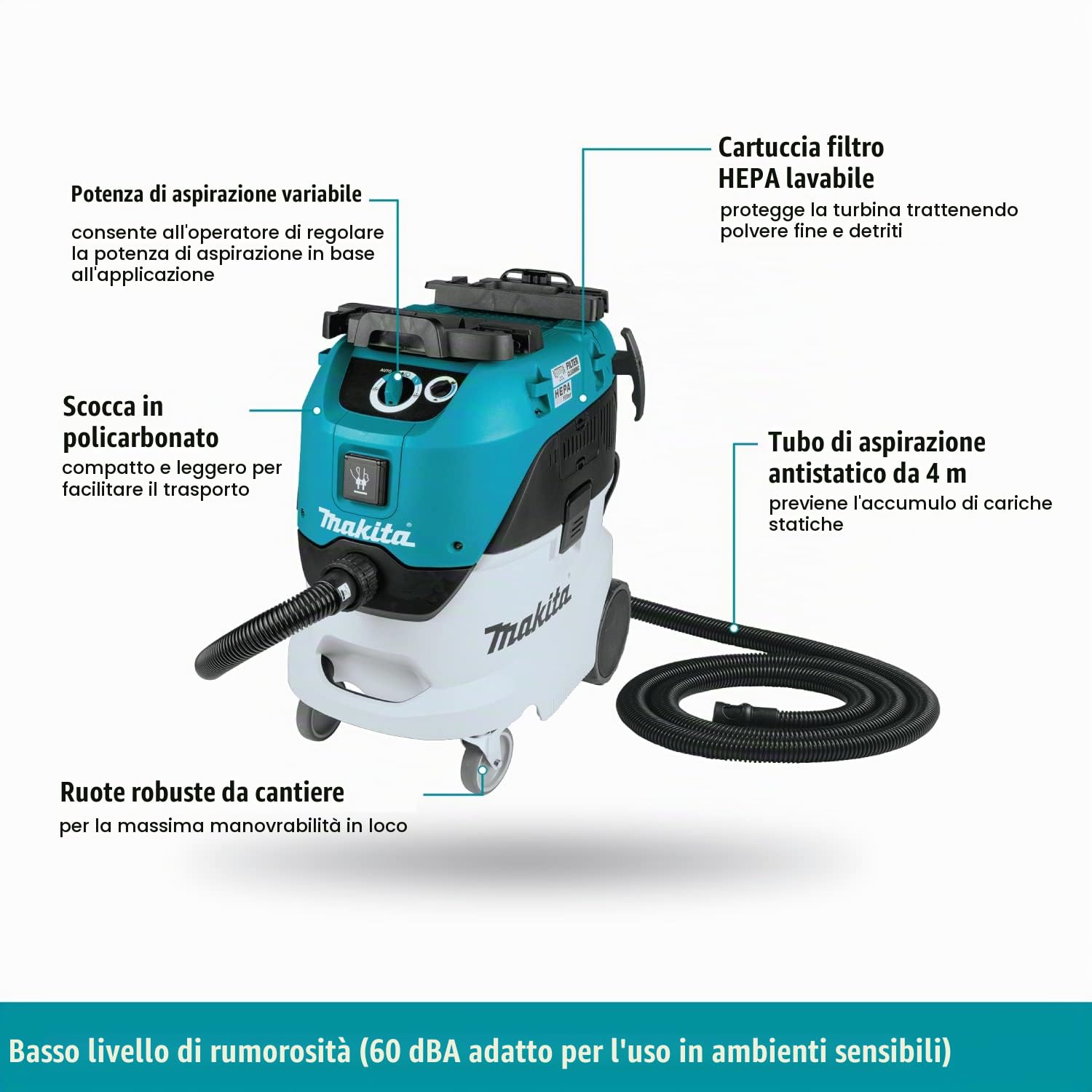 Makita VC4210L 11 Gallon Wet/Dry HEPA Filter Dust Extractor/Vacuum