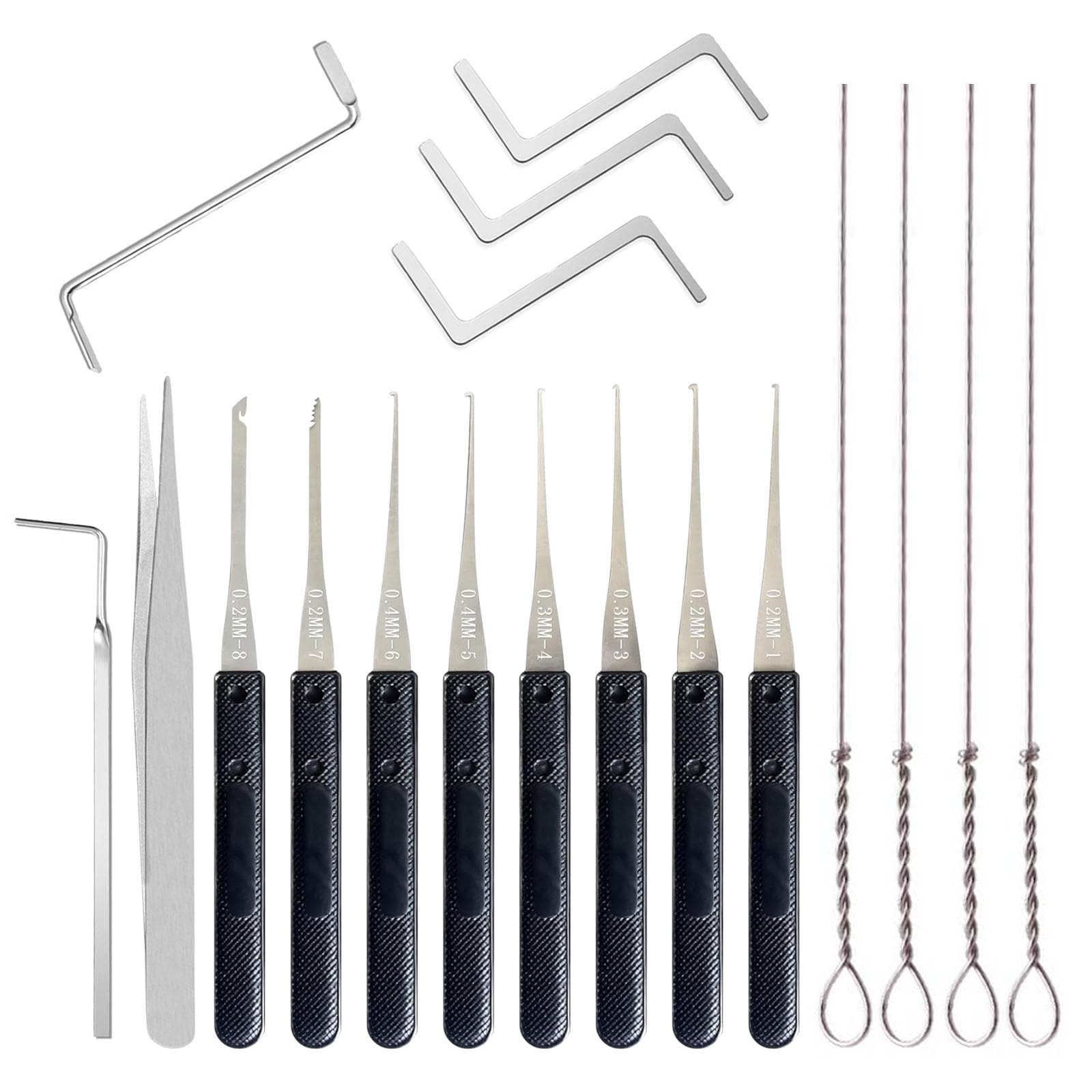 Azoisuwr 18 Pcs Versatile Lock Pick Set & Broken Key Extractor Tool,Professional Locksmith Tools For Automotive,Household & Commercial Use