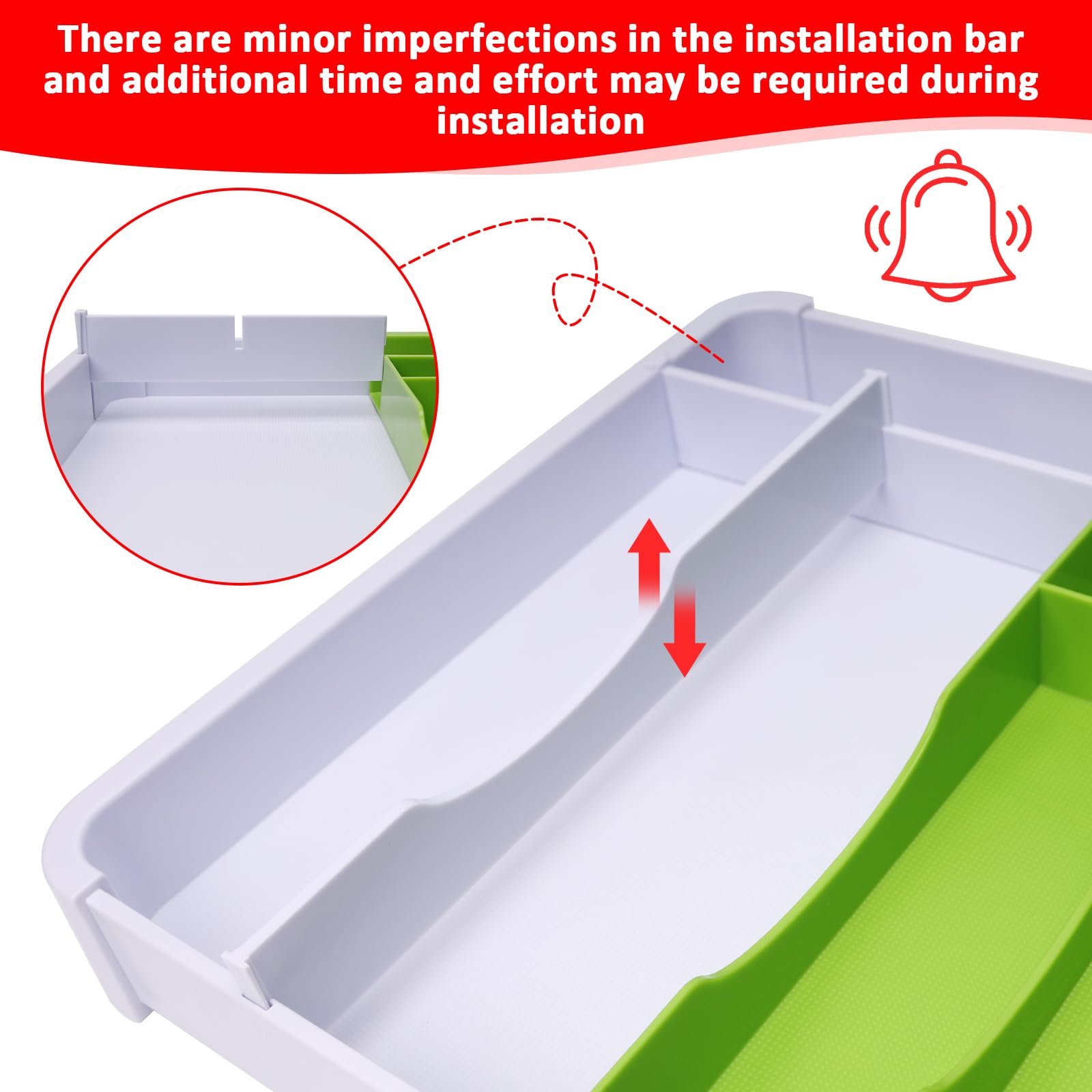 Expandable Silverware Drawer Organizer,Adjustable Plastic Utensil Tray for Kitchen,BPA Free Flatware and Cutlery Holder for Spoons Forks Knives, Large Versatile Kitchen Organizer, Green & White
