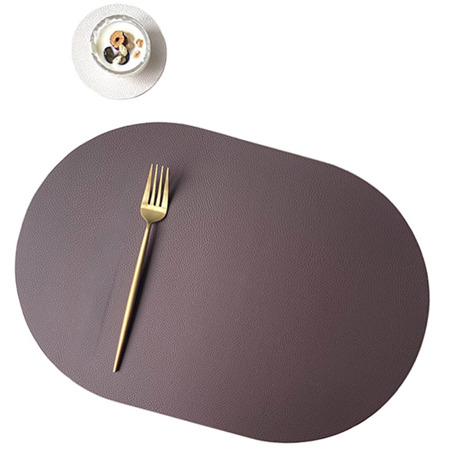 Buxuaaaa Kajiabai Premium Pu Leather Placemats & Coasters Set, Oval Spill-Proof Tableware Mats For Commercial/Home Modern Tableware Placemats