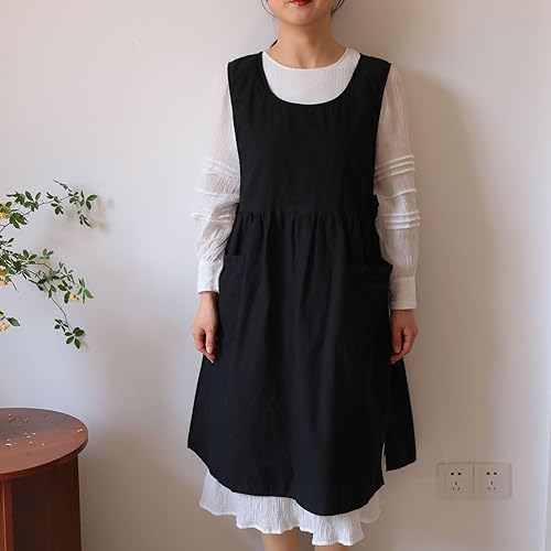 Miniatura 6 de Delantales de algodón de dos caras para mujeres con bolsillos, adecuados para diferentes cuerpos para hornear jardinería limpieza