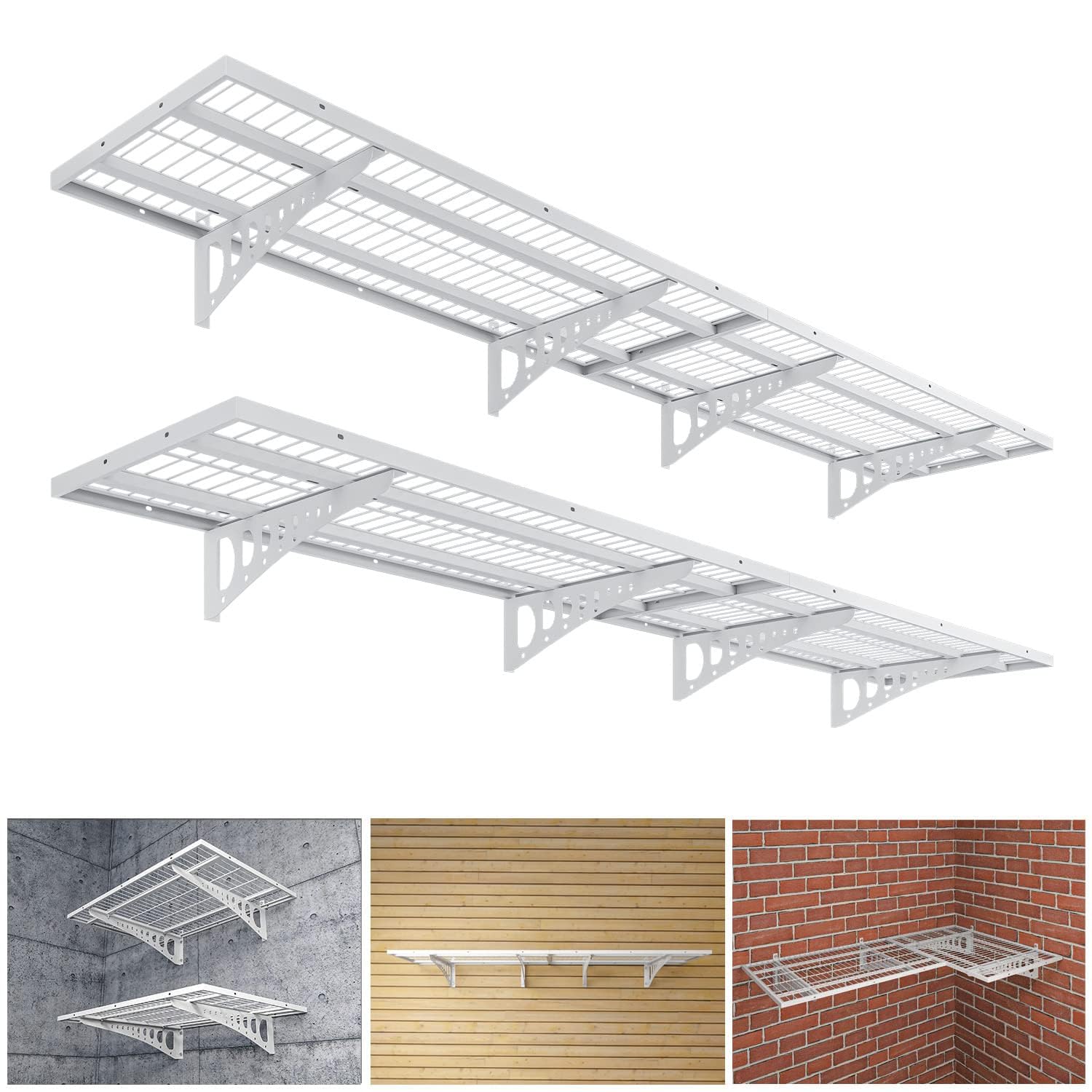 Garage Wall Shelving - 4 Pack, 1000 lb Capacity -1