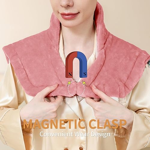 Miniatura 2 de Almohadilla térmica para alivio del dolor de cuello y hombros y espalda (rosa, 19 x 22 pulgadas)