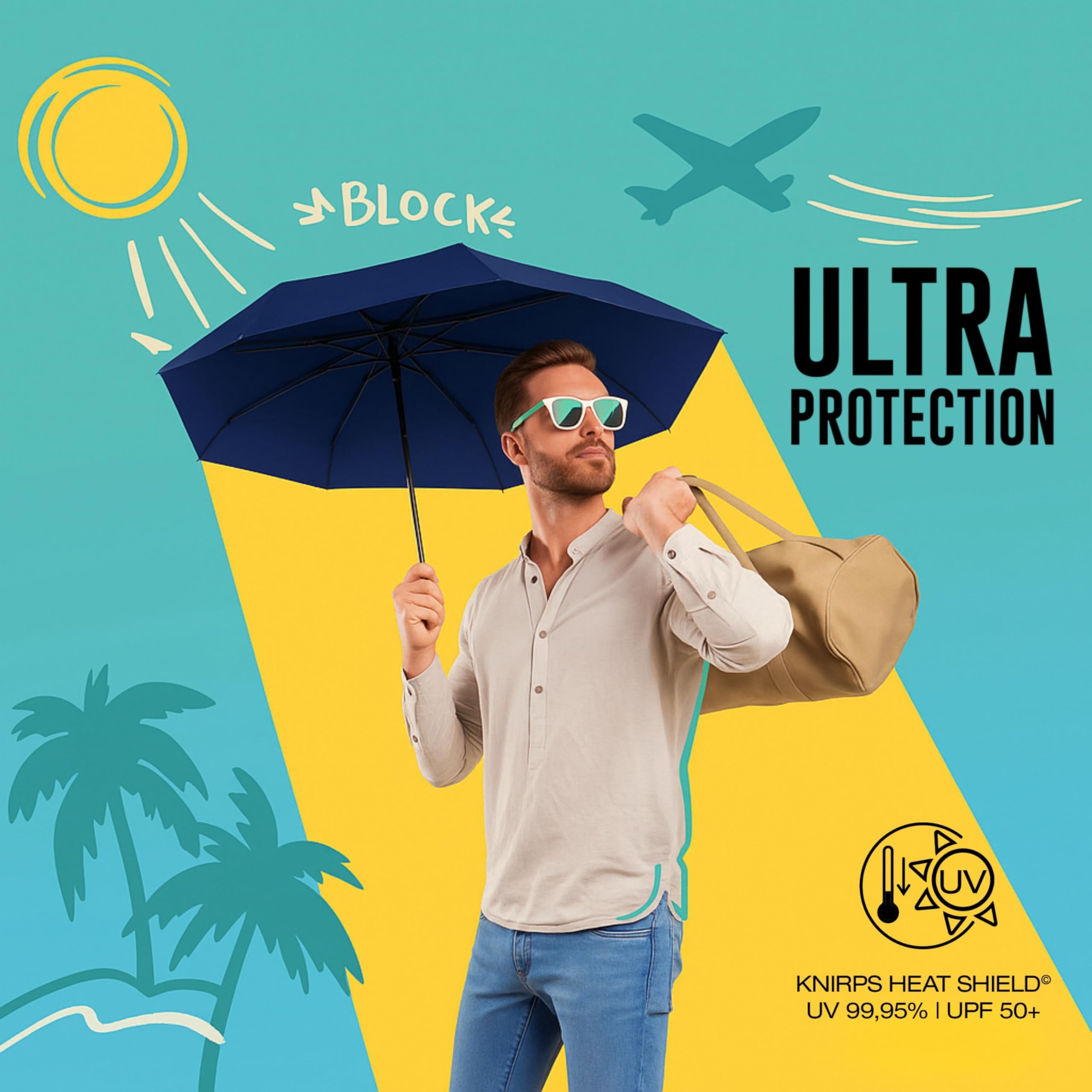 Knirps Parapluie de Poche Ultra U.200 Medium Duomatic - Ouverture et Fermeture Automatique - résistant aux tempêtes - Coupe-Vent