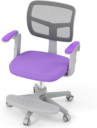 Miniatura 17 de GLACER Silla de escritorio para niños, silla de estudio giratoria de malla ajustable con ruedas, brazos, silla ergonómica para computadora con
