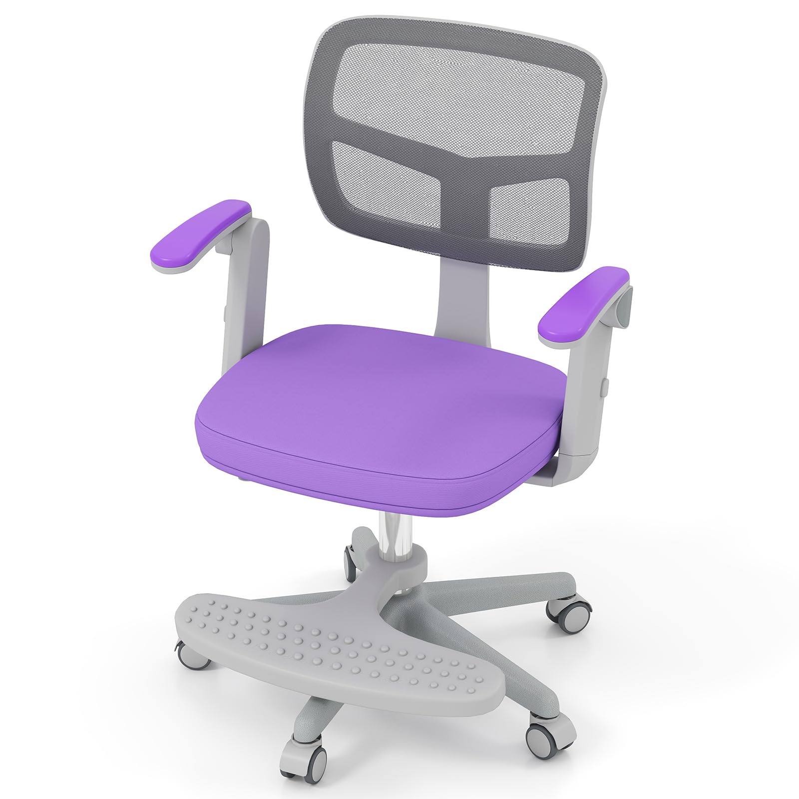 GYMAX Kids Desk Chair (Purple, 57x55x80-91cm, with Footrest) โ image 1