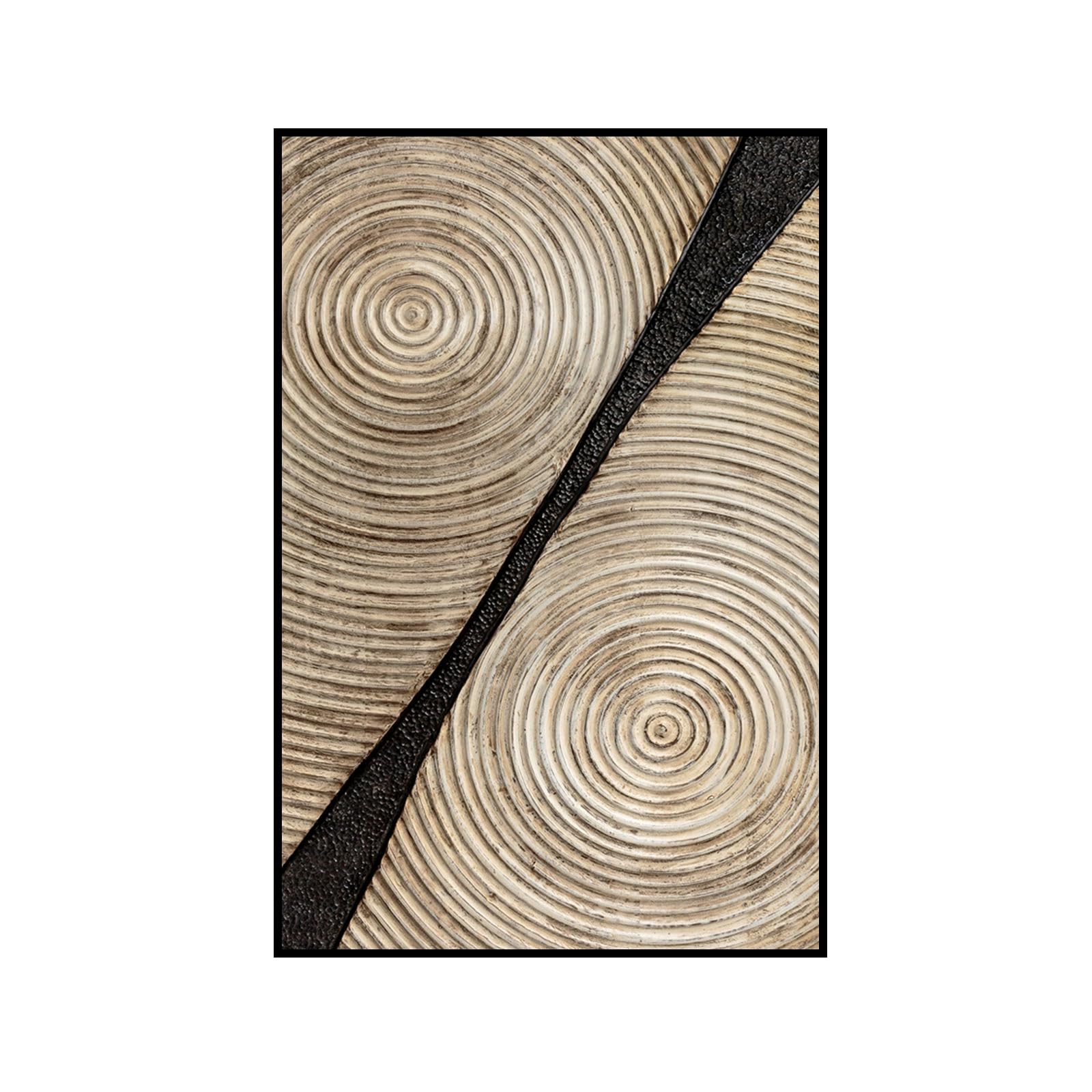 HEHGVCF Set di 3 poster su tela con motivo a righe in oro, nero, bianco e oro, set di immagini astratte con anelli annuali, stampe artistiche da parete, senza cornice (A++B+C, 50 x 75 cm)
