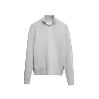 Marks & Spencer Maglione a Mezza Zip in Maglia a Coste in Misto Cotone Uomo Grigio