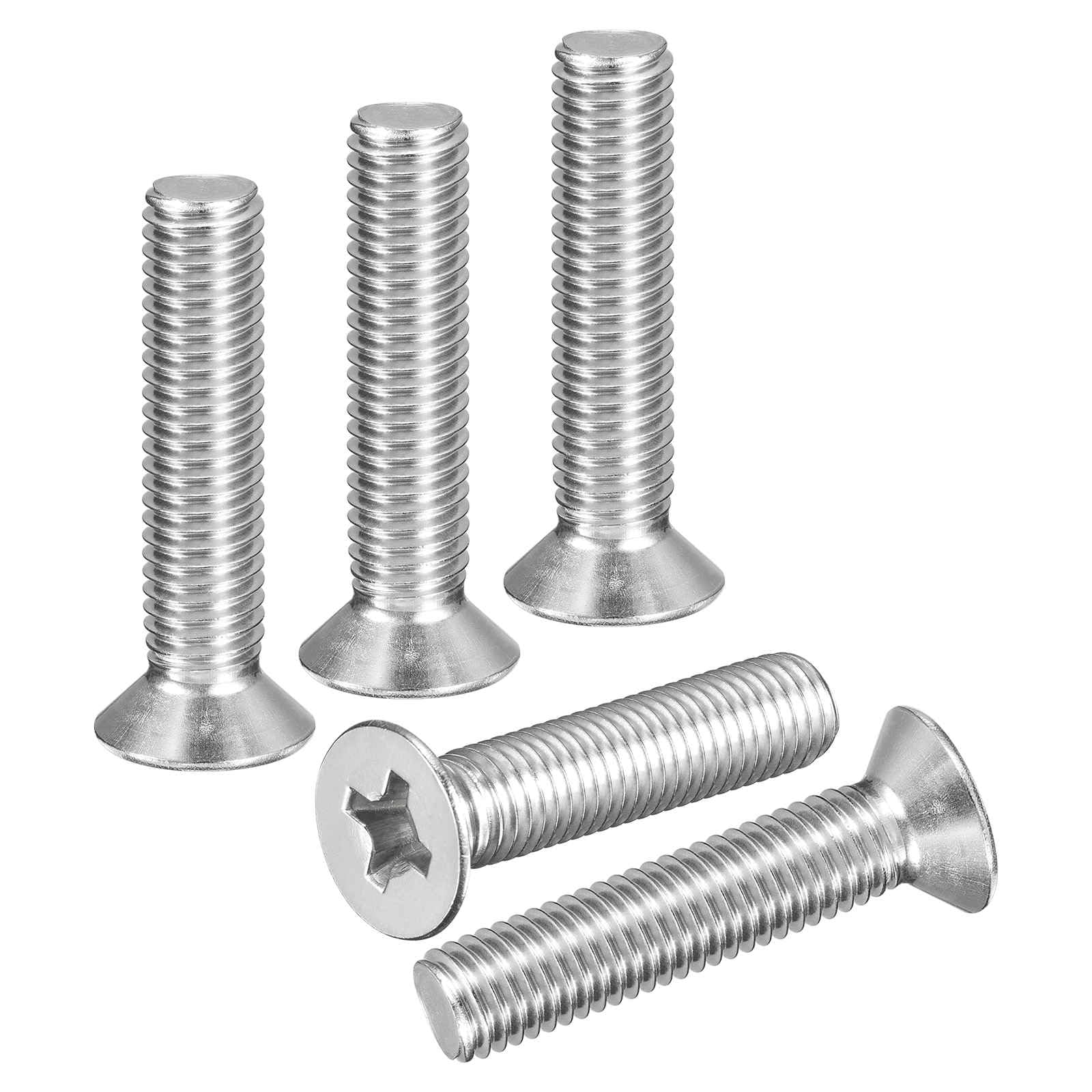 DTGN M10-1.5x50 Flat Head Countersunk Machine Screws - 10pcs - Good for Furniture and Machinery - 304 Stainless Steel Phillips Machine Screws Bolts - Silver — image 1