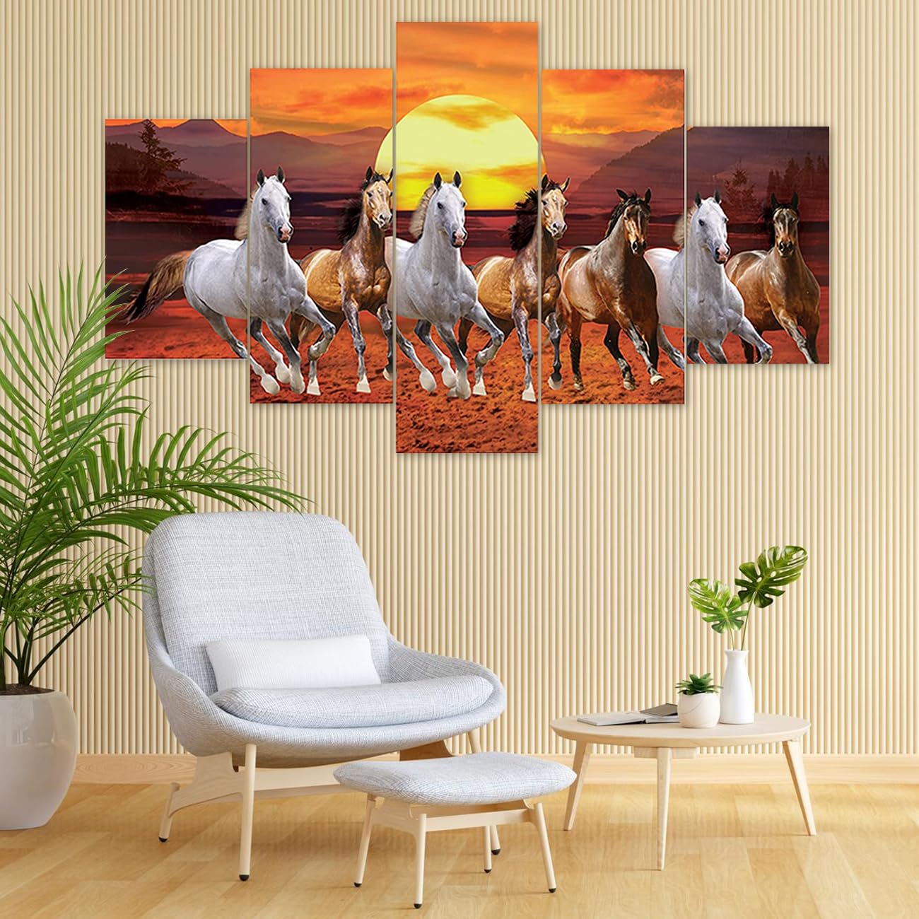 Perpetual Seven Horse Painting for Wall Decoration - Set Of Five, 3d Scenery Vastu Wall Painting for Living Room Large Size with Frames for Wall Decor and Home Decoration, Hotel, Office( 125 CM X 60 CM )H8Z (B0CP43QT5V) Amazon Price History, Amazon Price Tracker