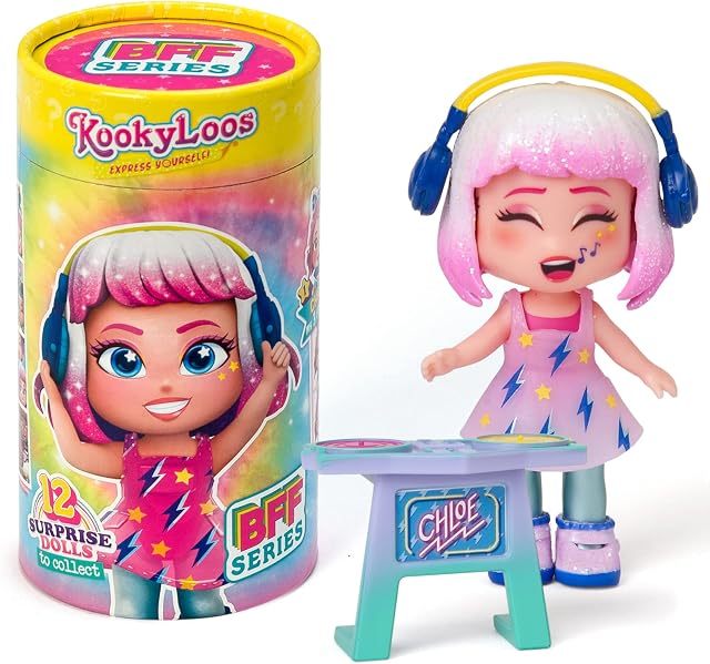 KOOKYLOOS BFF series  Surprise, collectable doll with fashion accessories, shoes, dresses and toys, with 3 fun expressions