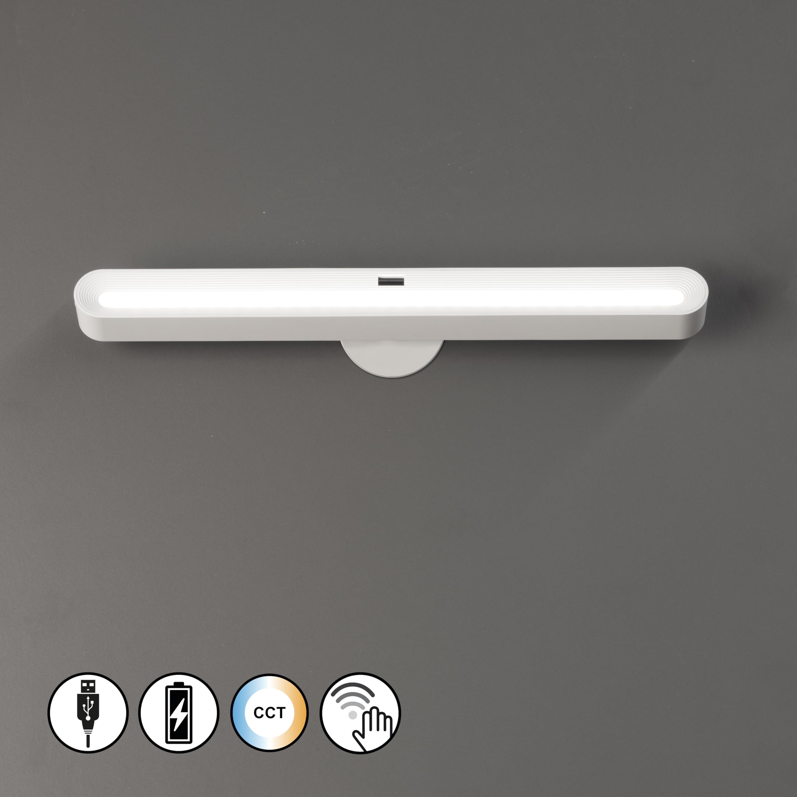 Kabellose LED Wand- & Unterbaulampe mit Akku & Magnet | Weiß mit Sensorschalter & Gestensteuerung | Indoorlampe für Küche, Schrank & Arbeitsbereich (830074)