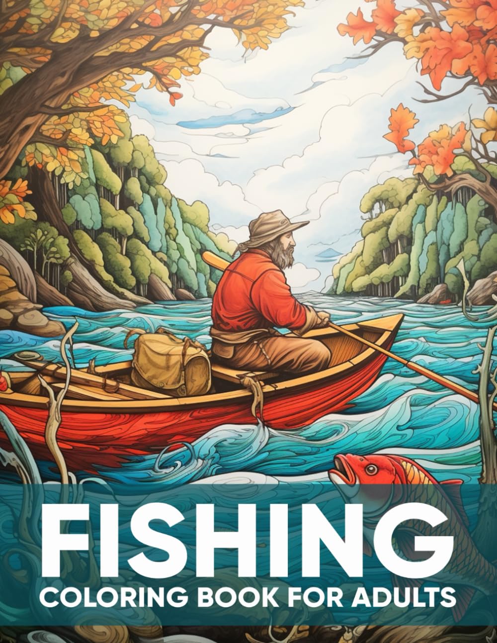 Fishing Coloring Book For Adults: An Adult Coloring Book with 50 Relaxing Fishing Designs for Stress Relief, Angling Enthusiasts, and Lakeside Escapes