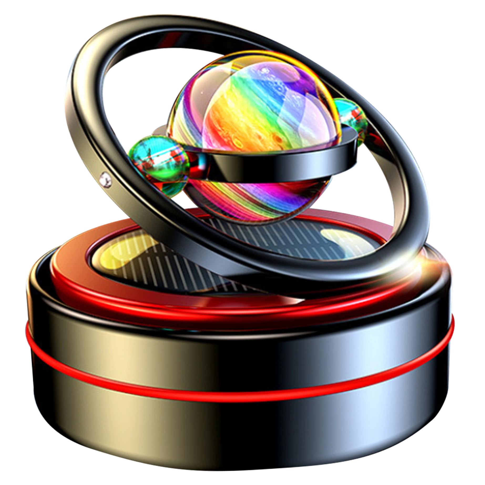 Aromaterapia Solare Rotante|Diffusore Solare per Aromaterapia per Auto Ornamenti per Cruscotto con 6 Tablet Aroma per Auto Veicolo Home Office Donna Uomo Nero