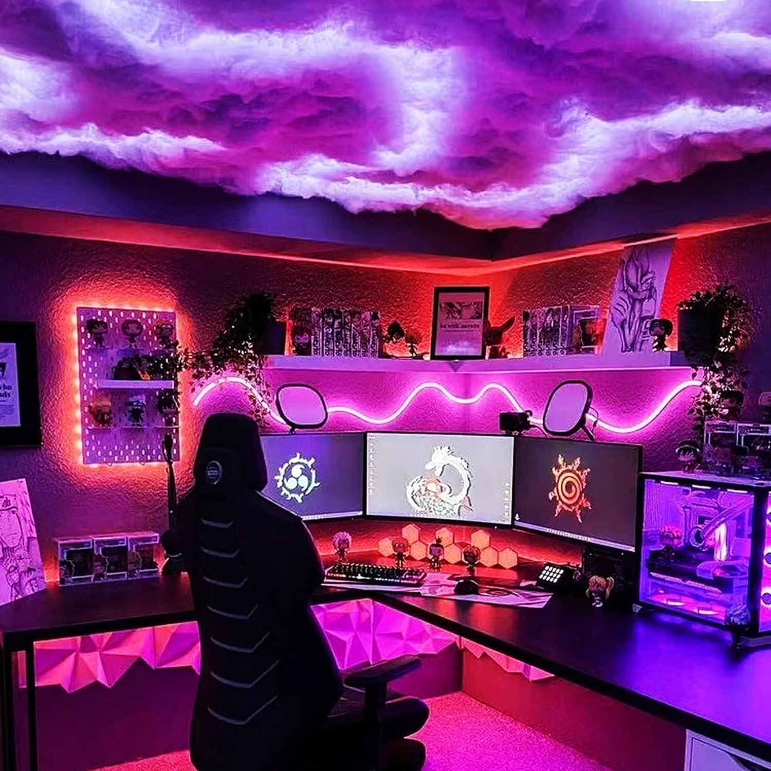 LED-Wolkenlicht, 3D-Wolken-Nachtlicht, Flauschige Decken-Wolkenlichter, RGB-Wolken-Wandleuchte mit App-Steuerung/Musiksynchronisation, Sprachsteuerung/Fernbedienung, für Gaming-Zimmer, Club,