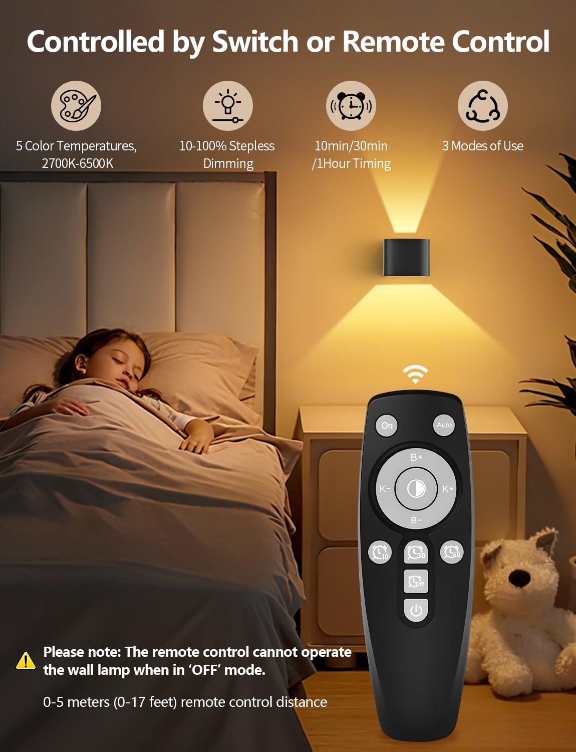GeyouLux 6000mAh Akku Wandleuchte Innen mit Bewegungsmelder, Wandlampe mit Fernbedienung Einstellbar Abstrahlwinkel, 3 Modi 2700K-6500K Dimmbar Timer LED Aufladbare Wandleuchte für Treppe Flur 4 Stück