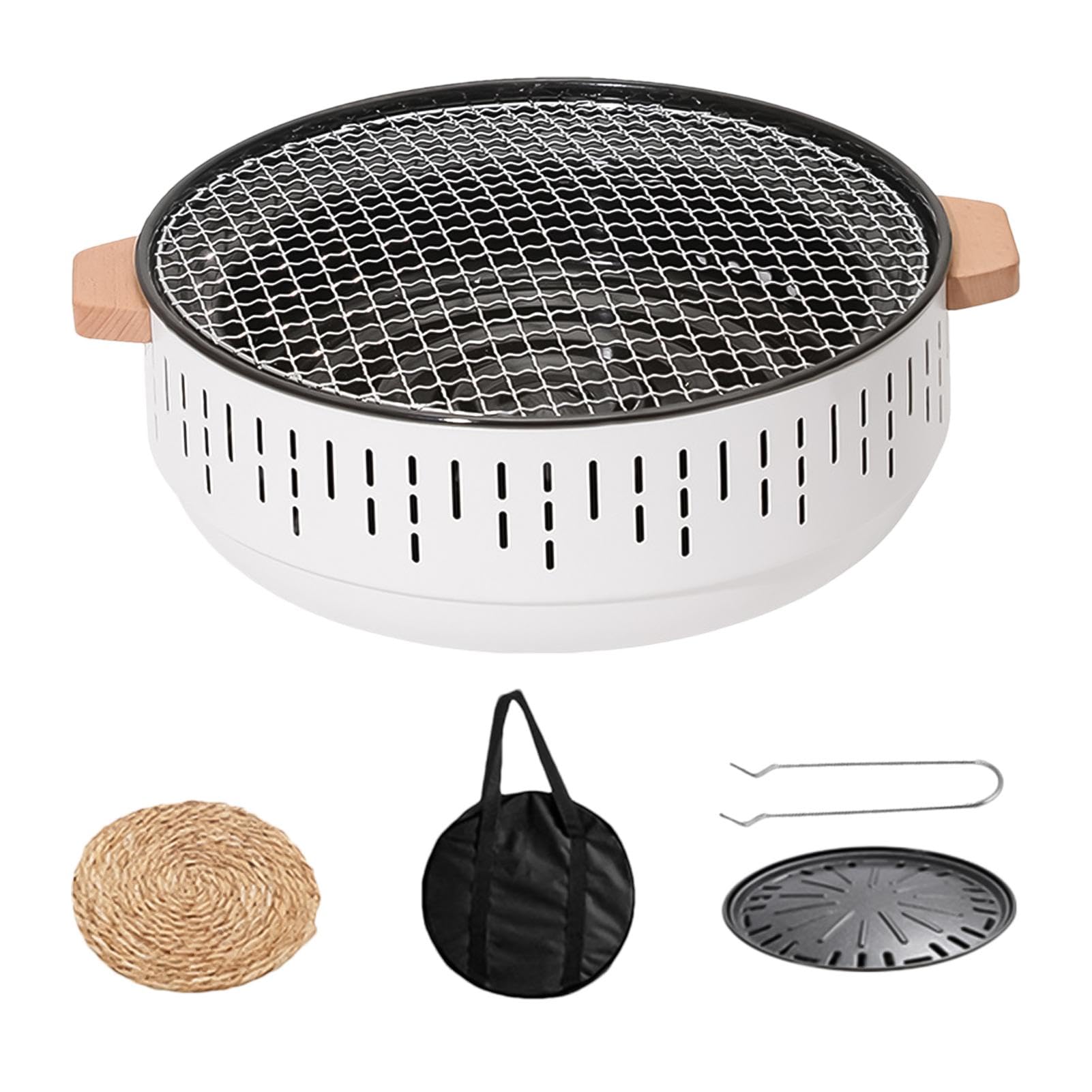 Barbecue portatile a carbonella, portatile, griglia a carbonella | da campeggio, griglia densa, griglia da tavolo con portatile, teglia antiaderente, per picnic BBQ