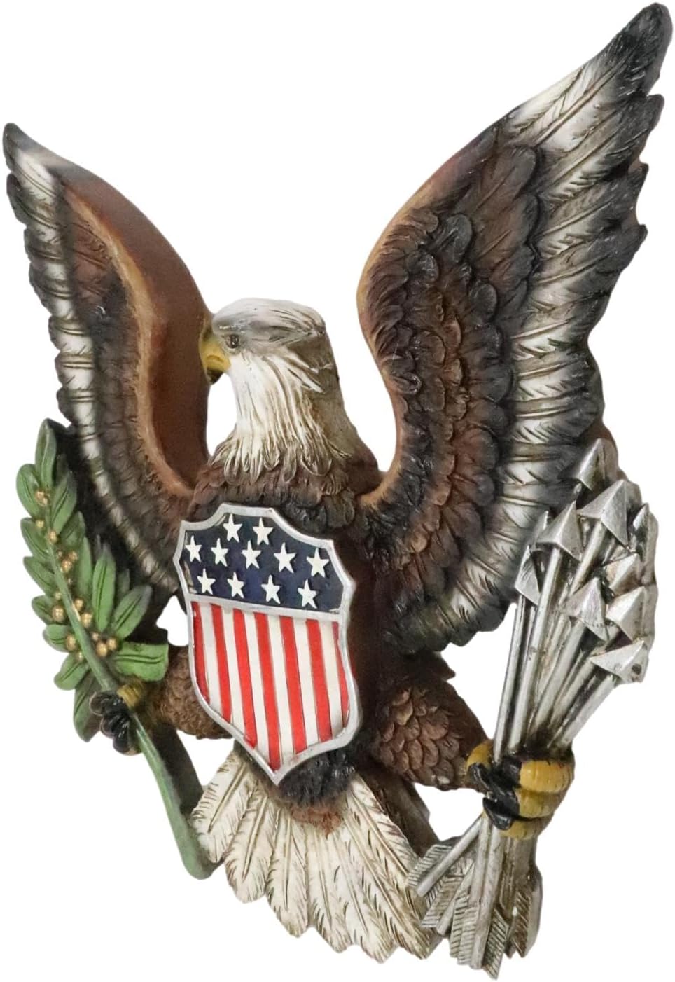 Ebros Gift Patriotic US United States Old Faithful American Great Seal Bald Eagle With Olive Branch And 13 Arrows Wall Decor Plaque 11" High Military Honor Valor and Bravery Memorial Accent