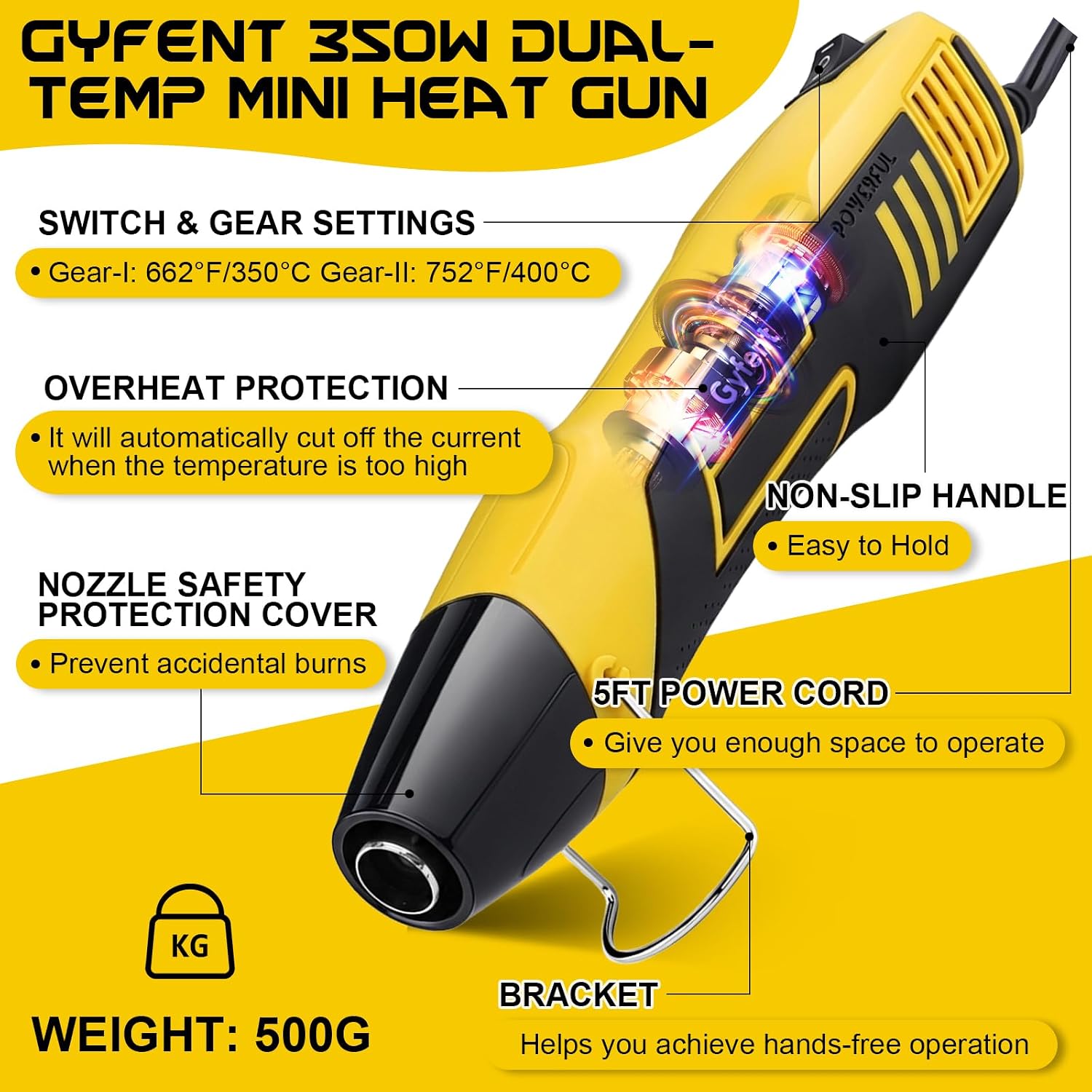 600Pcs Heat Shrink Solder Seal Wire Connectors with Heat Gun & 300Pcs Heat Shrink Tubing & Storage Box, 350W 2-Temp Mini Heat Gun for Automotive Marine Wiring Repair