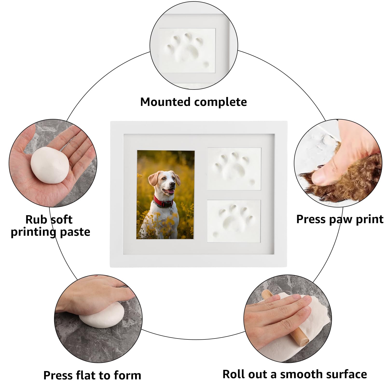 TOKSEO Pfotenabdruck Set Hund & Katze - 3D Gipsabdruck Mit Bilderrahmen 27,9x22,8cm - Tier Andenken