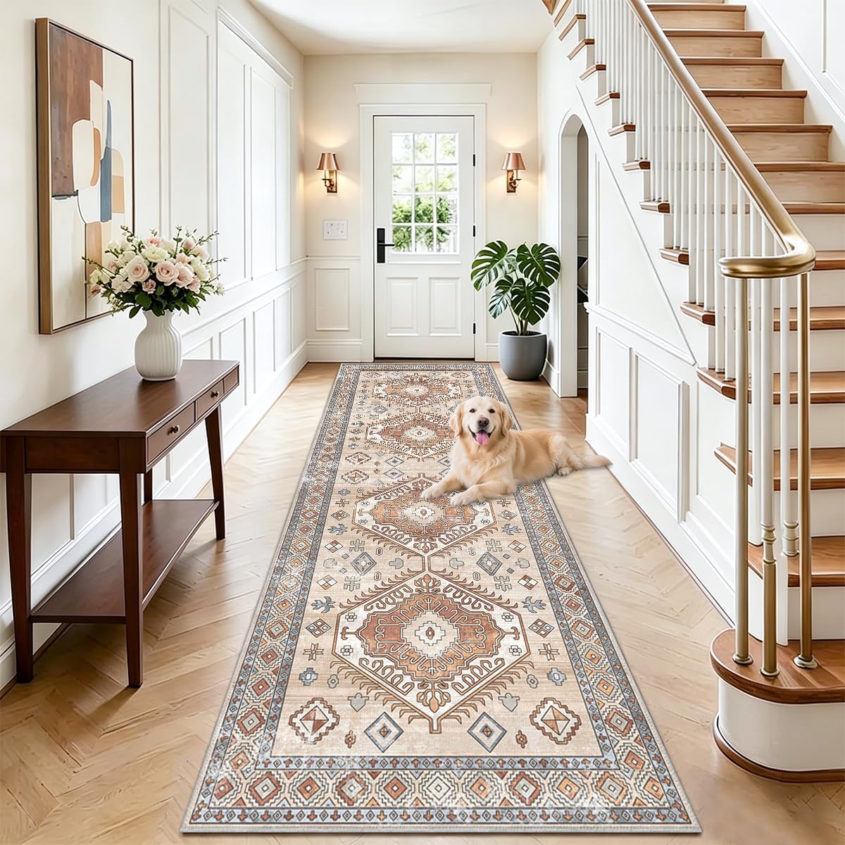 AYHSMNOU Carpet Runners for Hallways Non Slip Washable Kitchen Runner Rugs 50 x 350cm Heavy-Duty Absorbent Door Runner Mats Kitchen Carpet Floor Carpet for Entryway Kitchen Laundry Room Brown