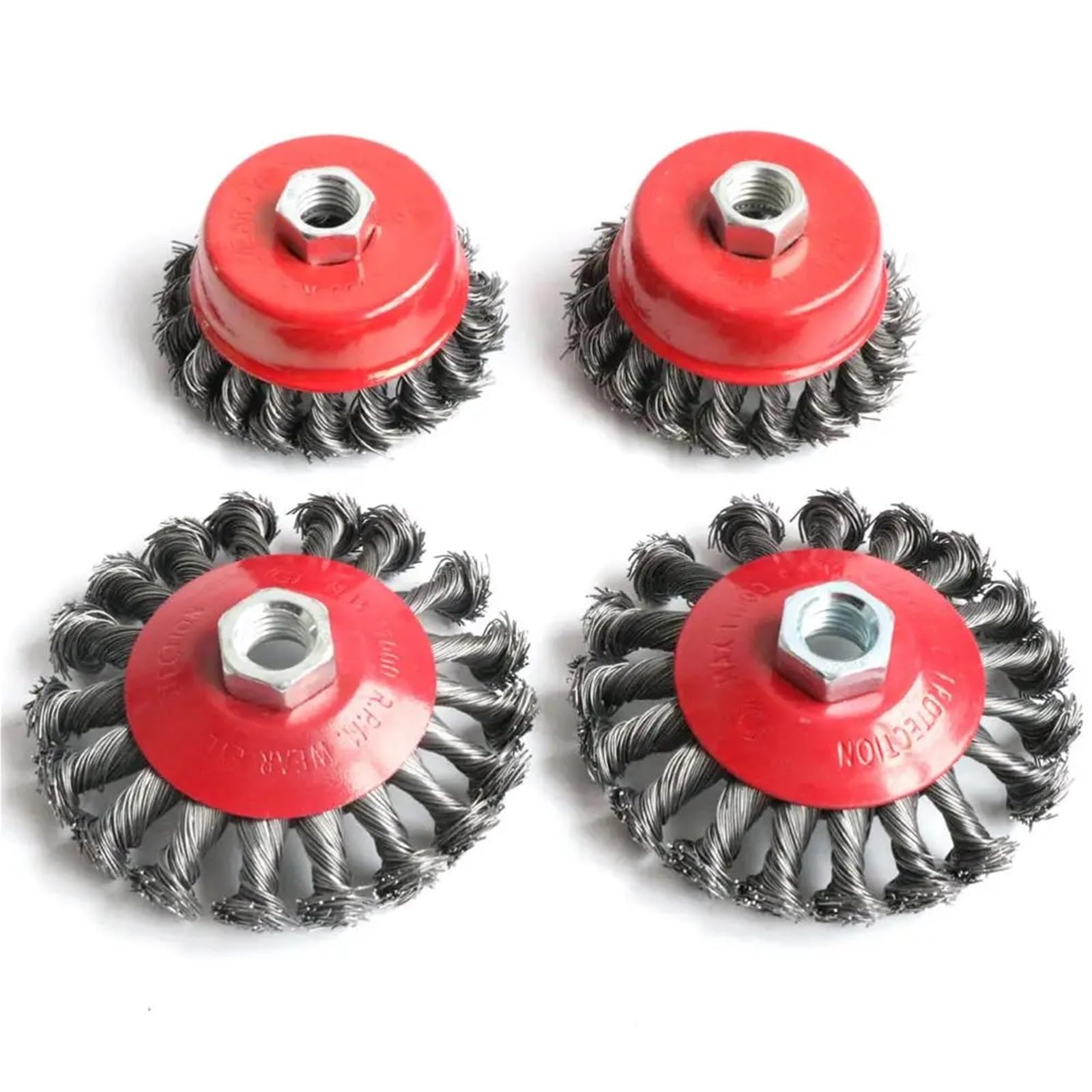 2 pezzi M14 M10 vite nodo ritorto spazzola a tazza for smerigliatrice angolare filo di acciaio e metalli in lega spazzole metalliche intrecciate e ondulate Ki(100mm Semi Flat 2pc,M14)