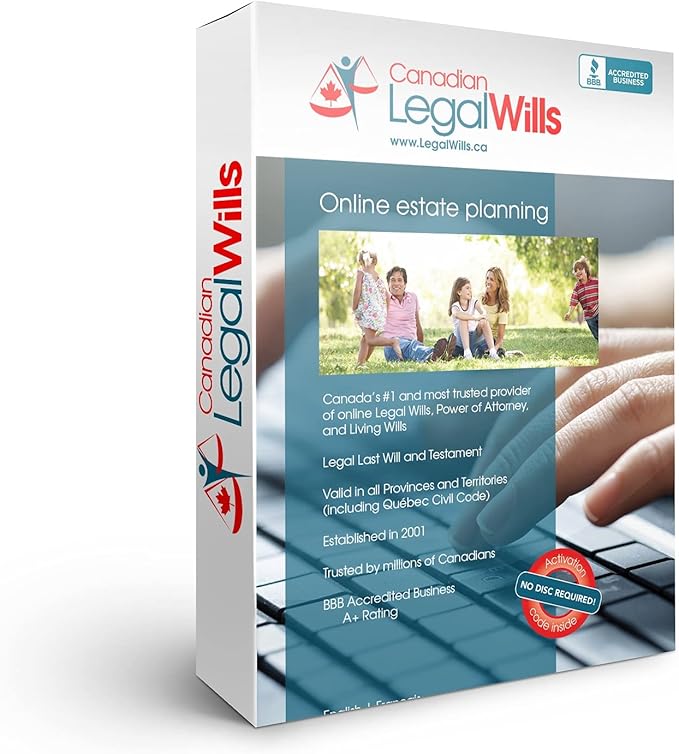 LegalWills.ca Last Will and Testament (Redeemable Code) Easy DIY Canadian Legal Will Kit (2022