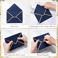 Vista 6 de Teling Paquete de 100 sobres de 5 x 7 para invitaciones A7 V con solapa con borde dorado para despedidas de soltera, bodas, negocios, cumpleaños