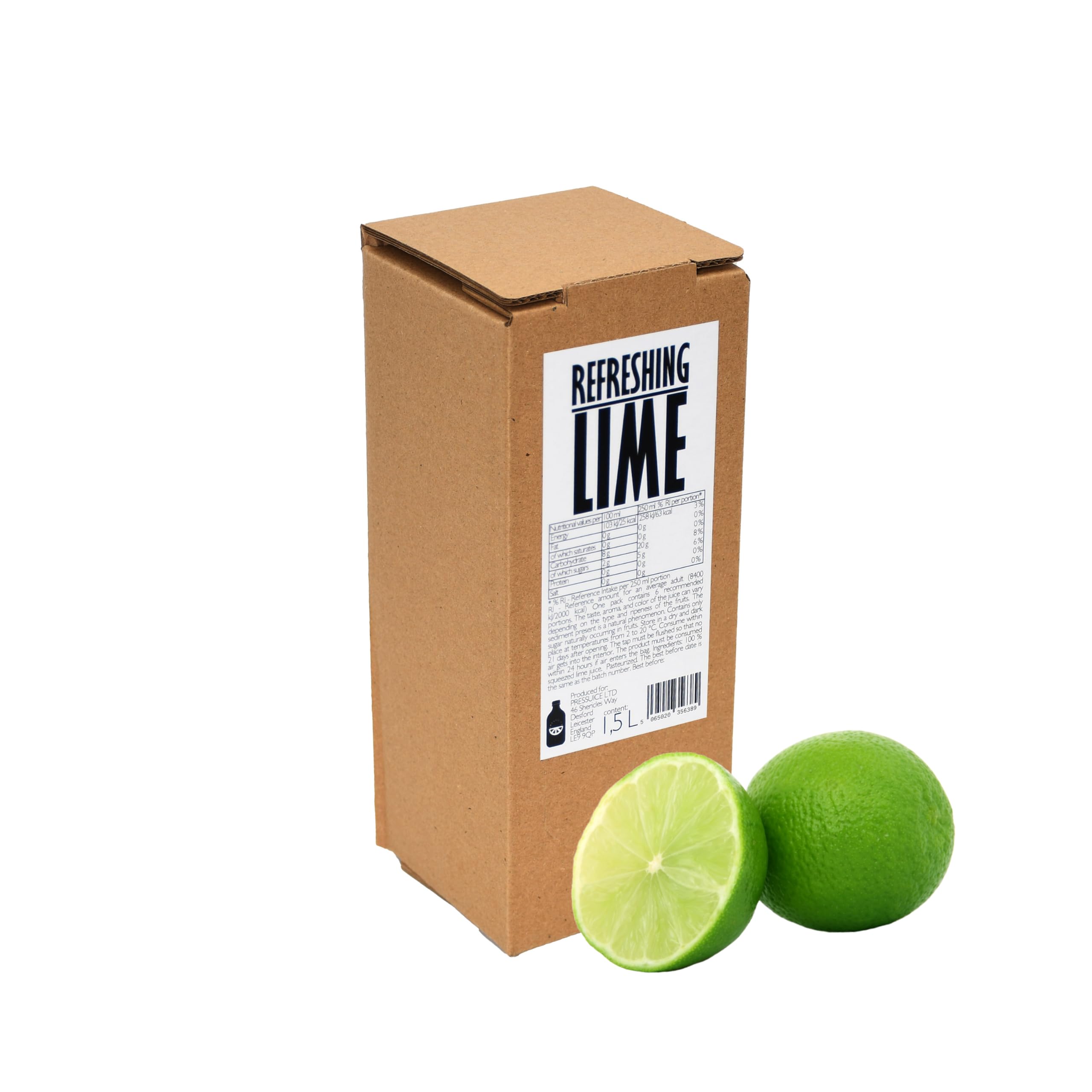 PRESSUICE Fresh Lime Juice not from concentrate - 1 carton 1,5 liters - Fruit Pure Limes Juices NFC - Pressed Semi Sweet Drink - No added Sugar - Natural Free Press drinks - For Cocktails