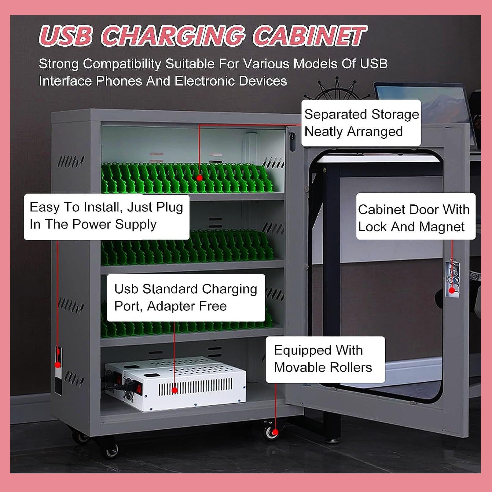 Le Stat di ricarica con armadietti Carrello di ricarica USB per 12 60 dispositivi Secure Cell Phone Sto 12 & 20 Slot Opts alimentatore ricaricabile ideale per uffici e scuole