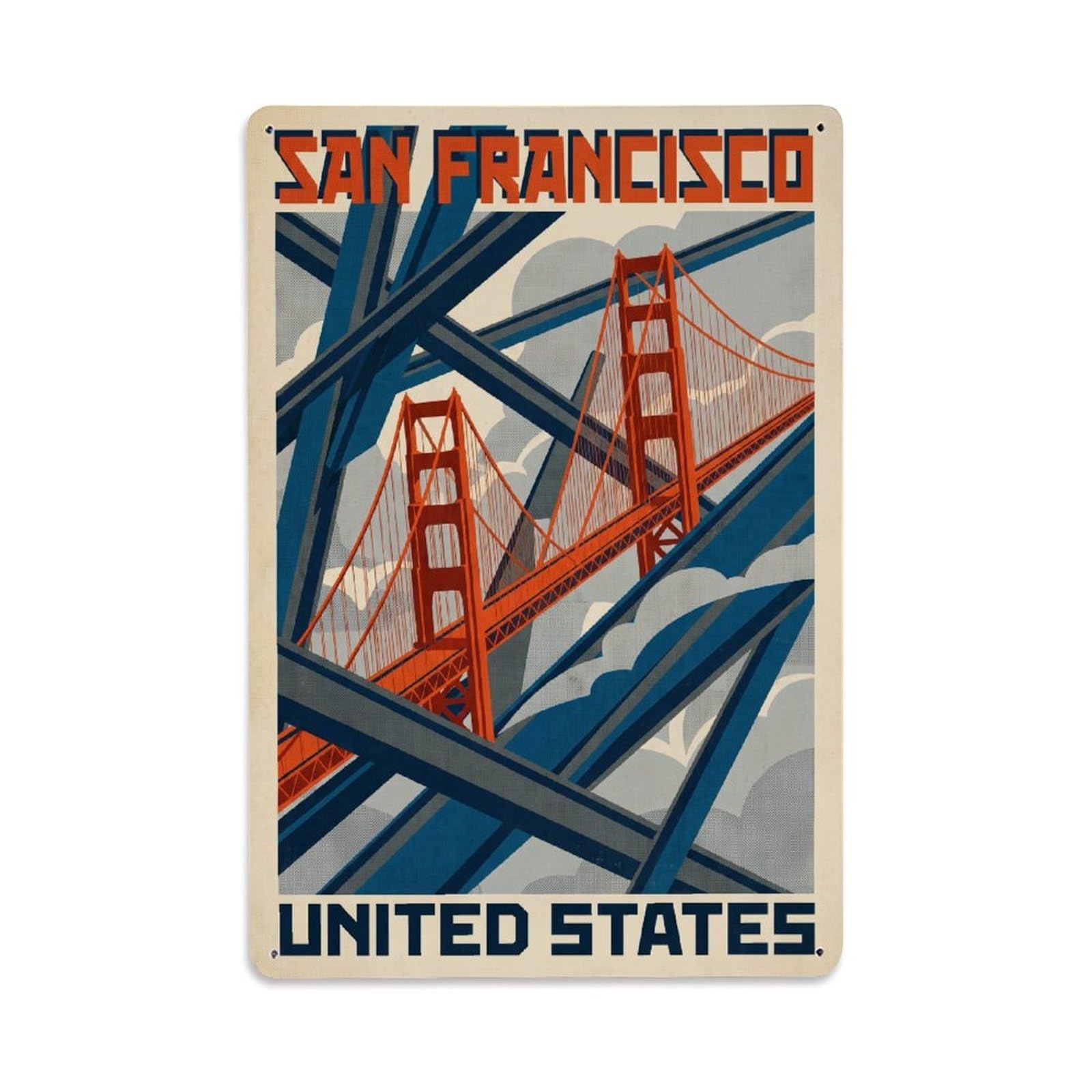 Xanthor Style Vintage Travel United States San Francisco Metal Tin Sign