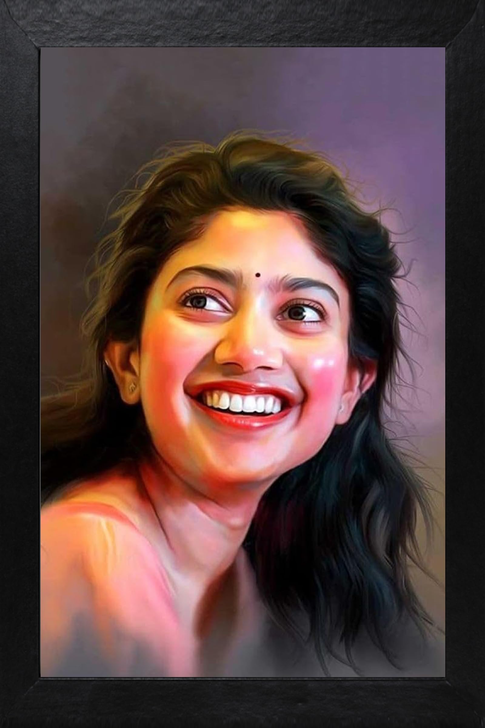 Personalized Digital Oil Painting Photo Frame | Custom Portrait Artwork | Multicolor Finish | Modern Wall & Table Home Decor | Black Frame