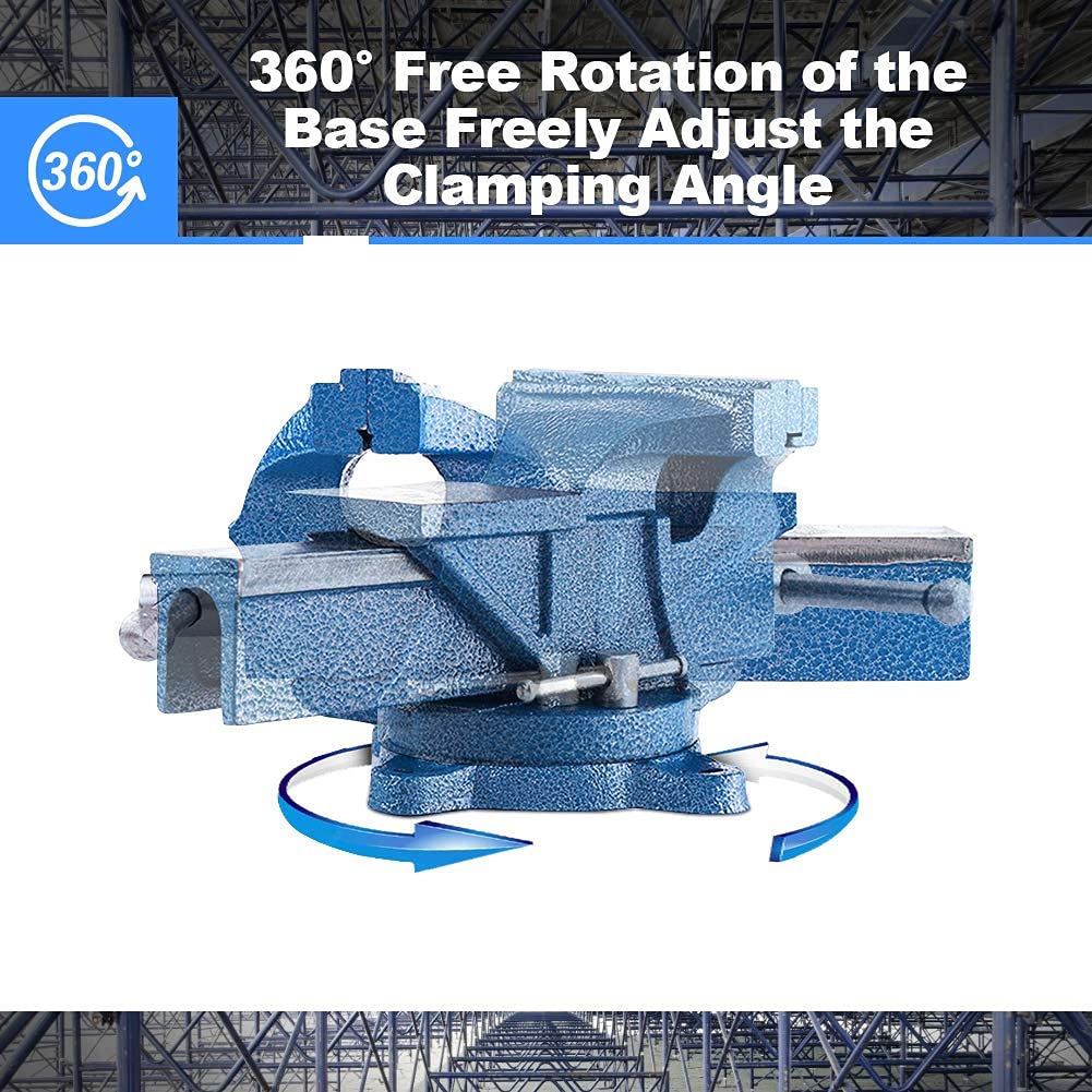 Werkbank mit Schraubstock Drehbar Robuster Schraubstock 100/127/152 mm, Hobelbank schraubstock mit zwei Verriegelungsbolzenlöchern, 360° drehbar (Spannweite 152mm Gewicht 12 Kg)