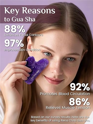 Vista 16 de Rena Chris Herramientas faciales Gua Sha: herramienta de Guasha de obsidiana natural para terapia de acupuntura facial, masajeador facial para Negro